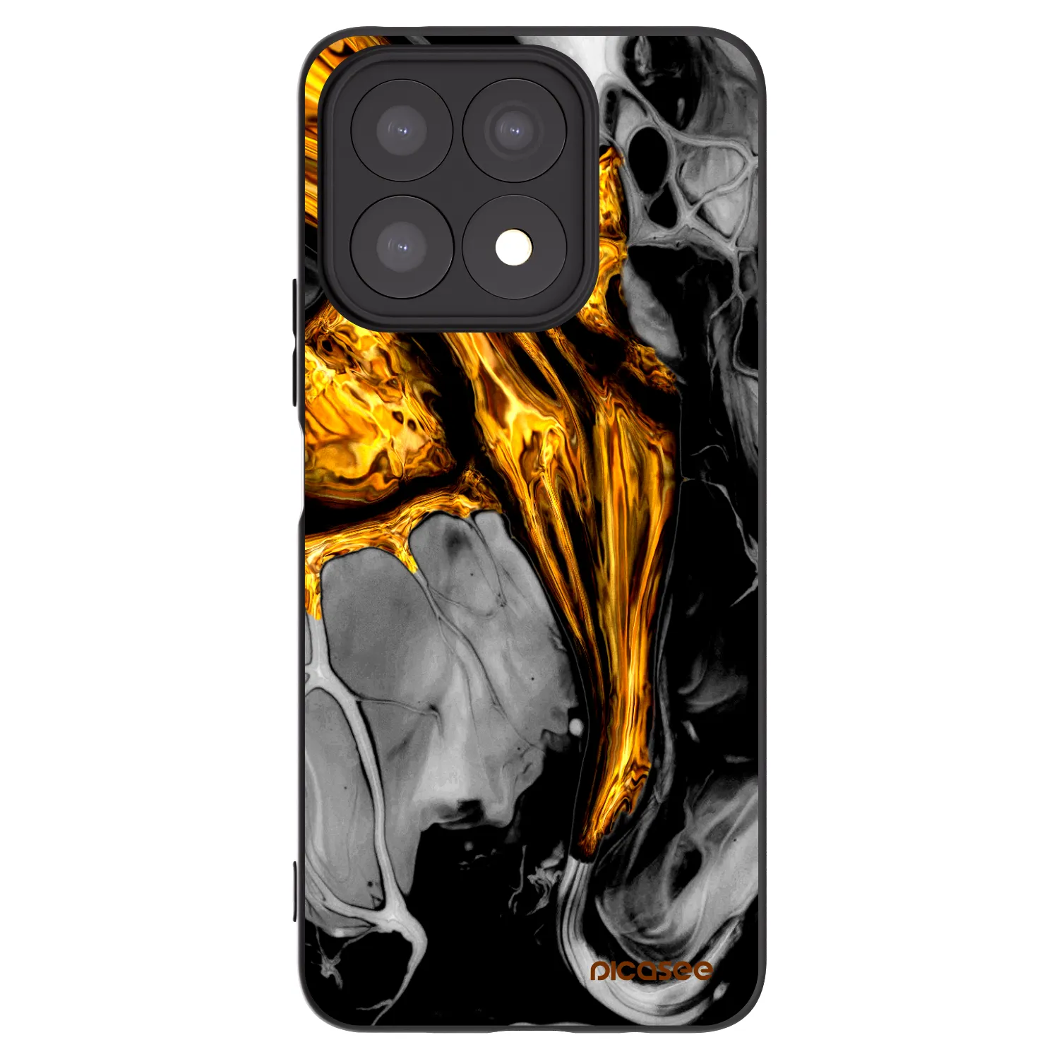 Picasee silikonowe czarne etui na Honor X8a - Black Gold