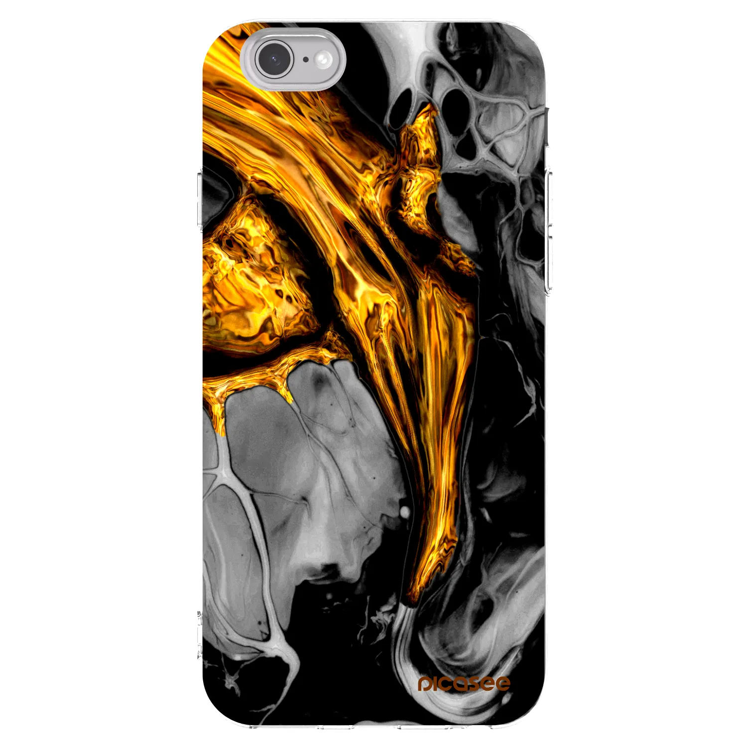 Picasee silikonowe przeźroczyste etui na Apple iPhone 6/6S - Black Gold