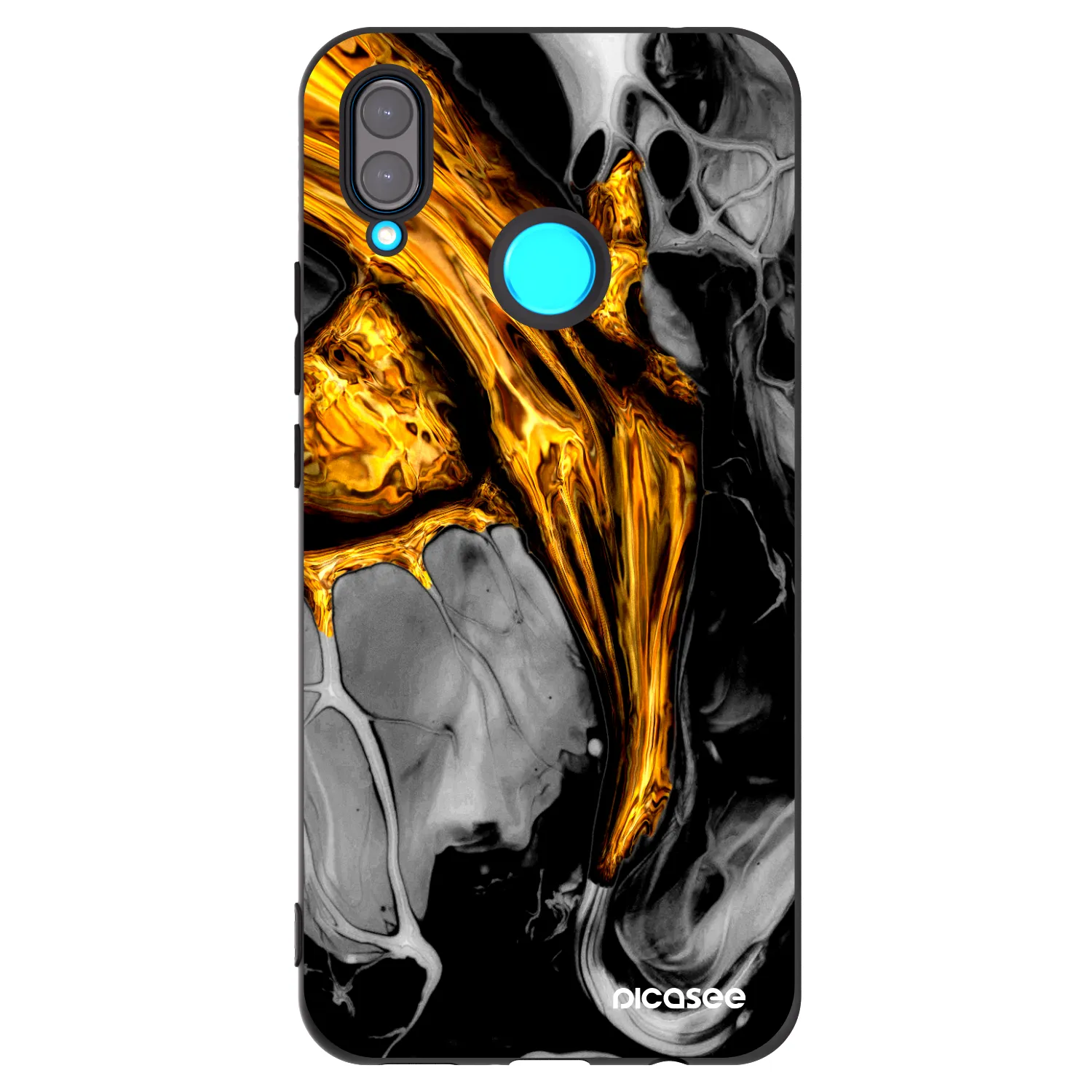 Picasee silikonowe czarne etui na Huawei Nova 3i - Black Gold