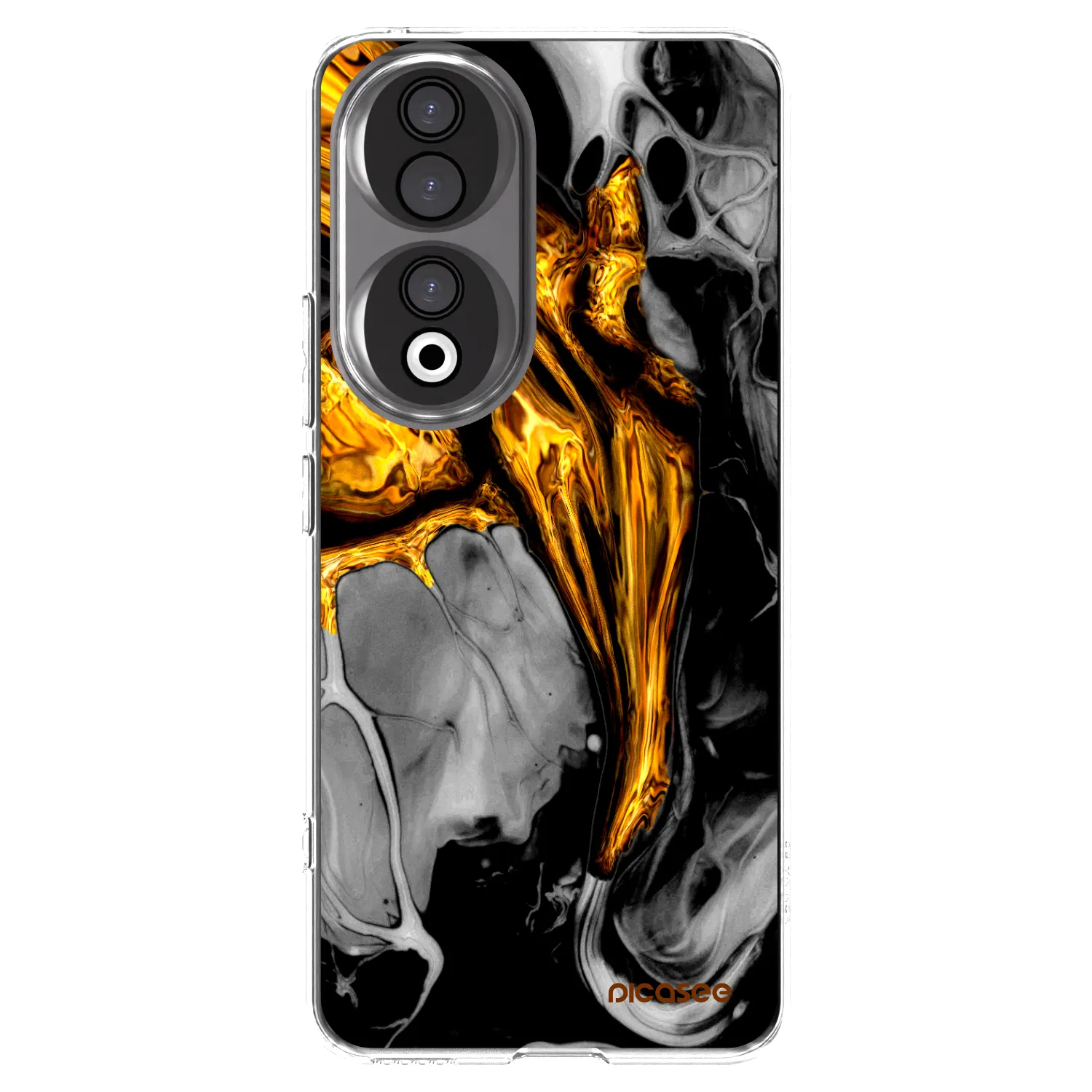 Picasee silikonowe przeźroczyste etui na Honor 90 5G - Black Gold