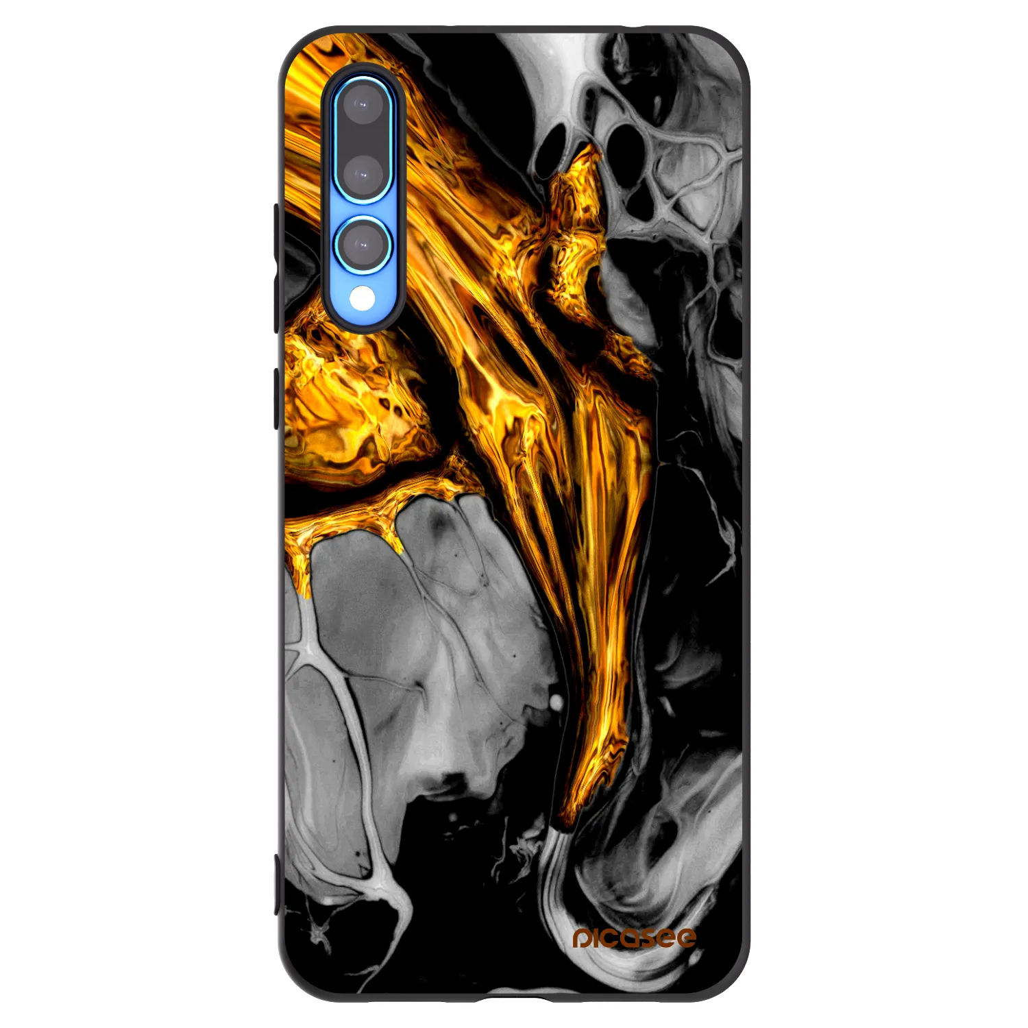 Picasee silikonowe czarne etui na Huawei P20 Pro - Black Gold