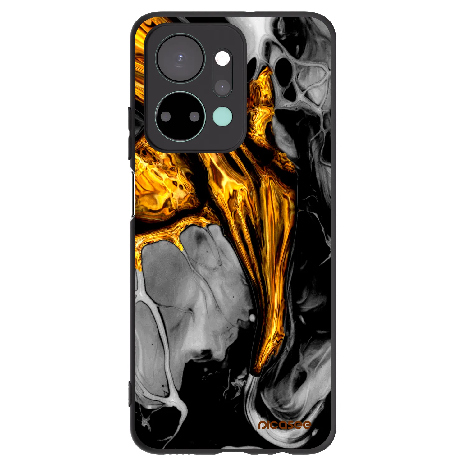 Picasee silikonowe czarne etui na Honor X7a - Black Gold