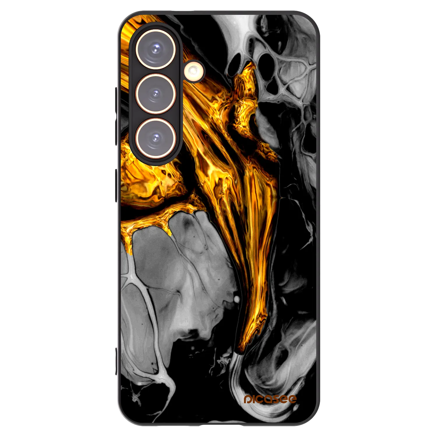 Picasee silikonowe czarne etui na Samsung Galaxy S24 S921B 5G - Black Gold