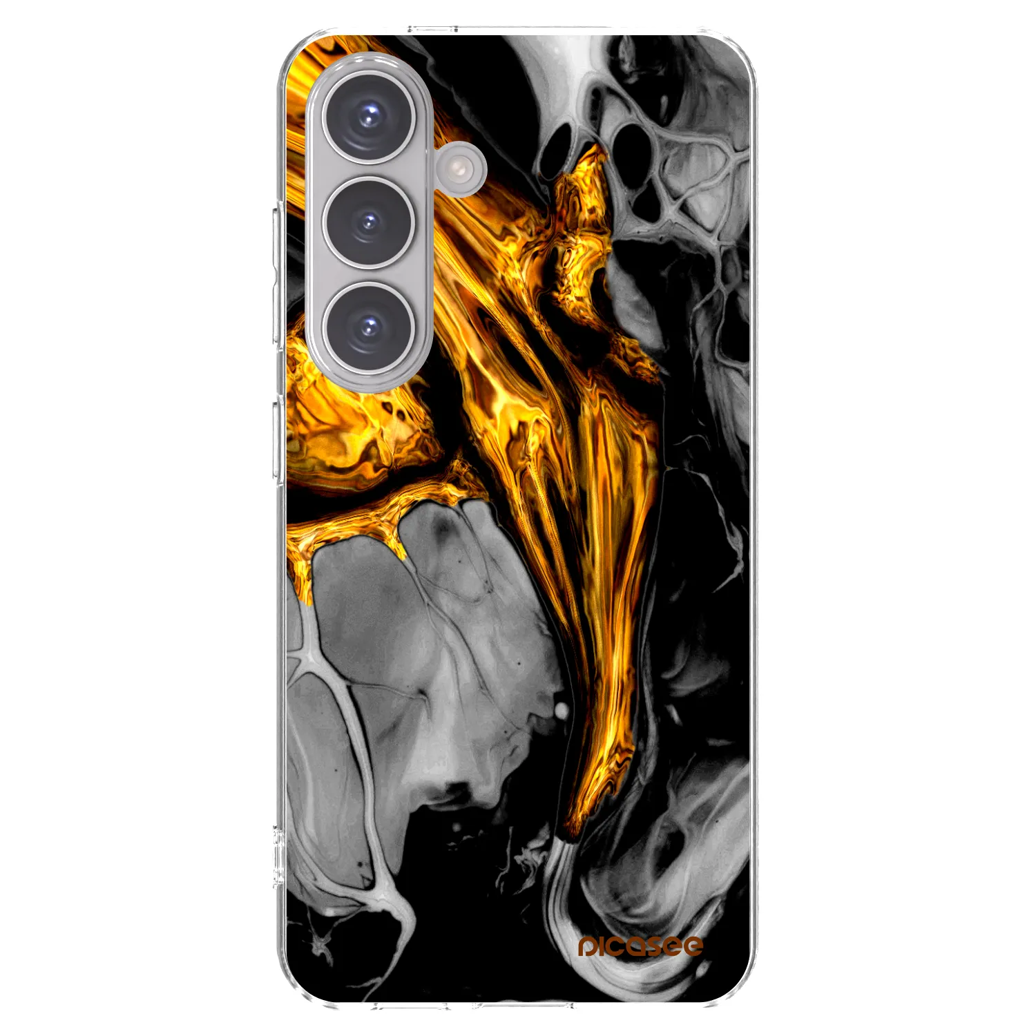 Picasee silikonowe przeźroczyste etui na Samsung Galaxy S24 S921B 5G - Black Gold