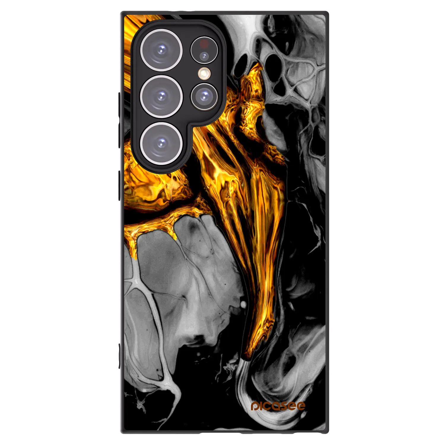 Picasee silikonowe czarne etui na Samsung Galaxy S24 Ultra S928B 5G - Black Gold