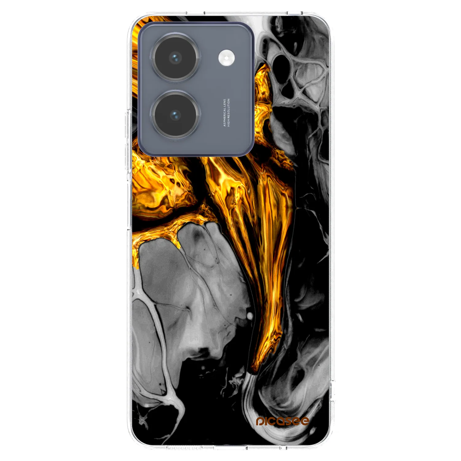 Picasee silikonowe przeźroczyste etui na Vivo Y36 4G - Black Gold