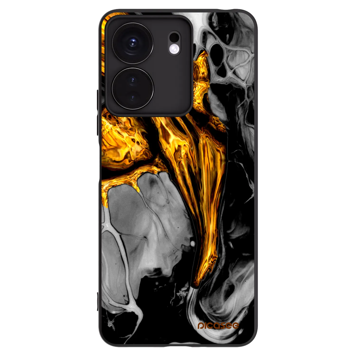 Picasee silikonowe czarne etui na Xiaomi Redmi 13C 4G - Black Gold