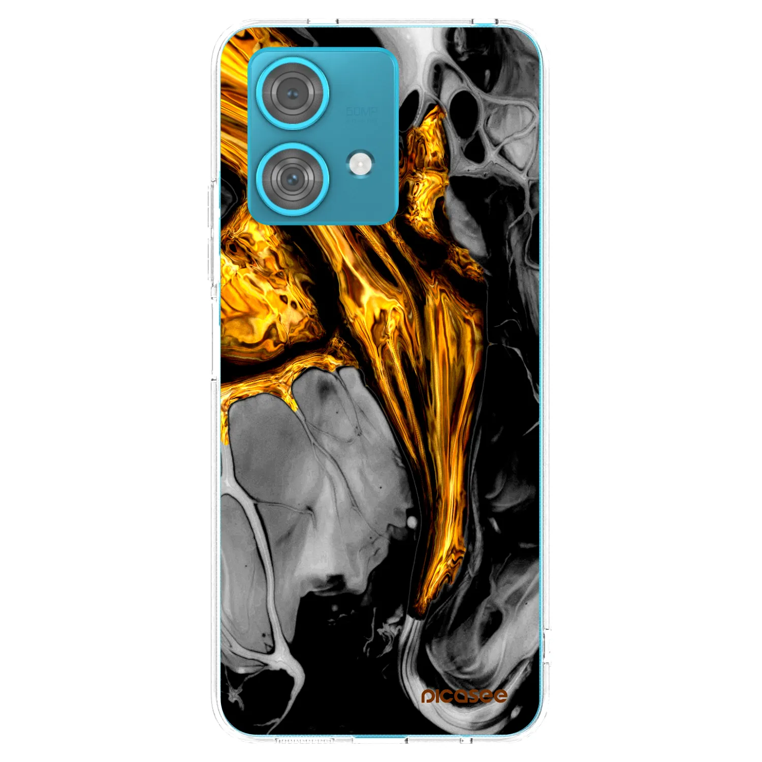 Picasee silikonowe przeźroczyste etui na Motorola Edge 40 Neo - Black Gold