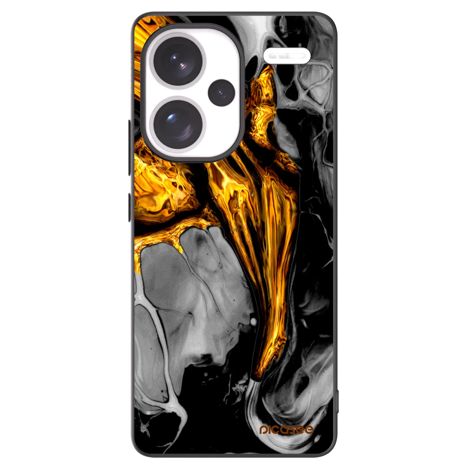 Picasee silikonowe czarne etui na Xiaomi Redmi Note 13 Pro+ 5G - Black Gold