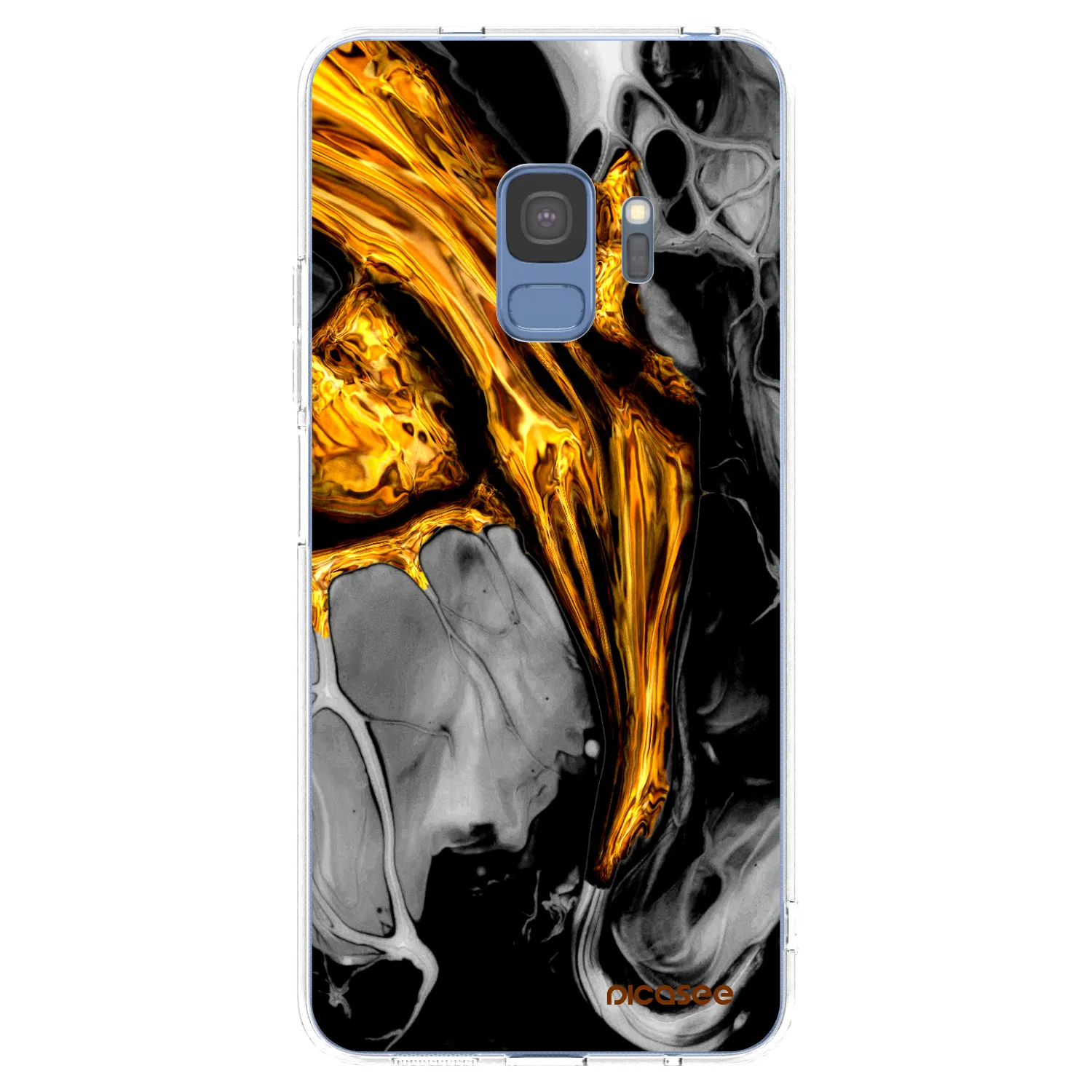 Picasee silikonowe przeźroczyste etui na Samsung Galaxy S9 G960F - Black Gold
