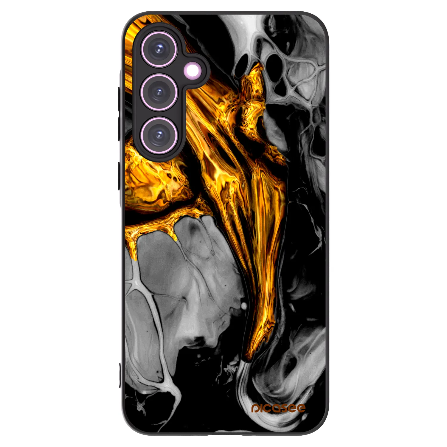 Picasee silikonowe czarne etui na Samsung Galaxy A35 5G A356B - Black Gold