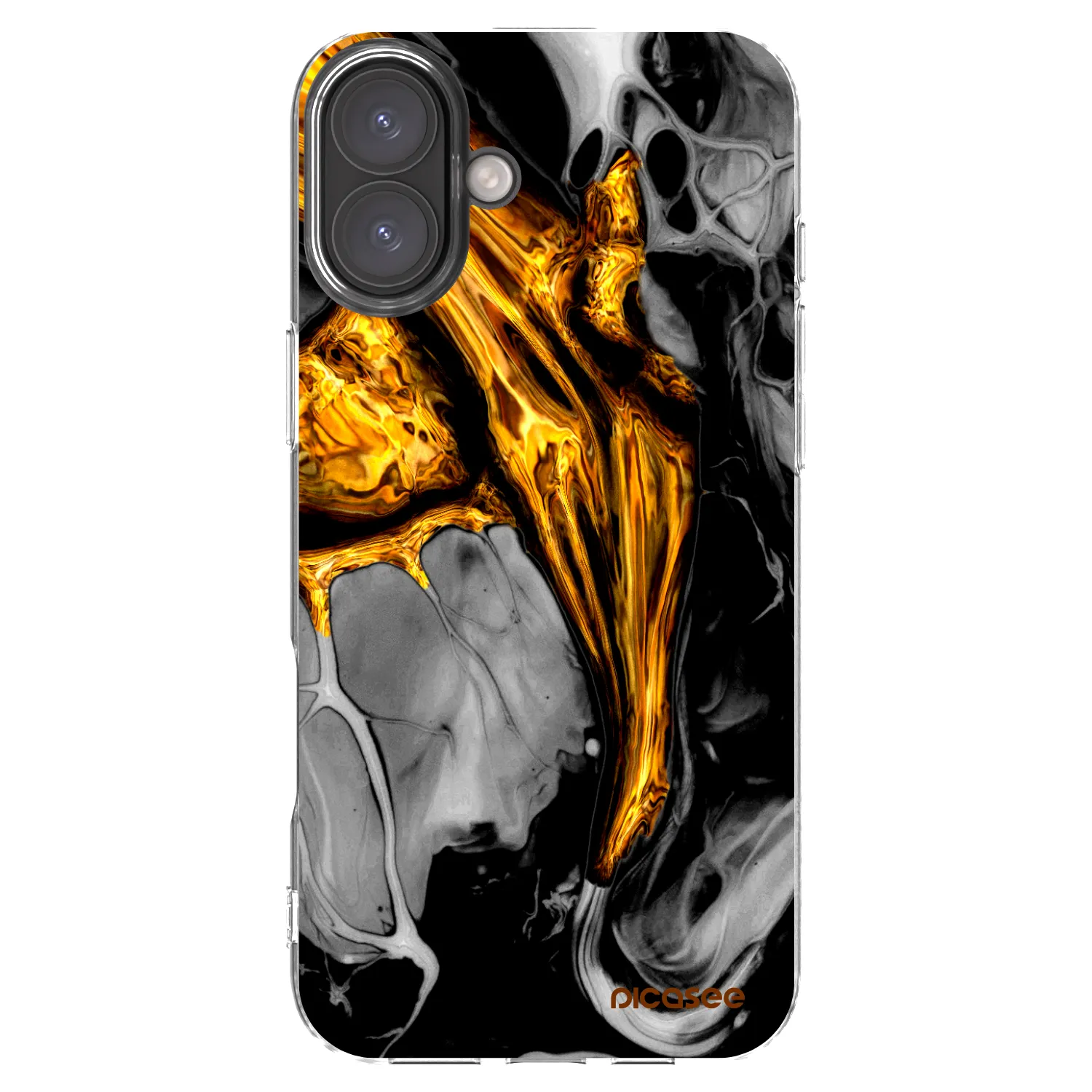 Picasee silikonowe przeźroczyste etui na Apple iPhone 16 Plus - Black Gold