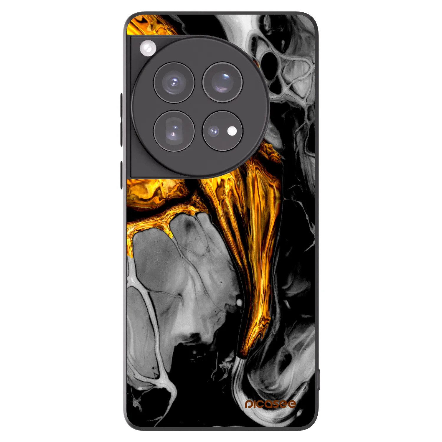 Picasee silikonowe czarne etui na OnePlus 12 5G - Black Gold