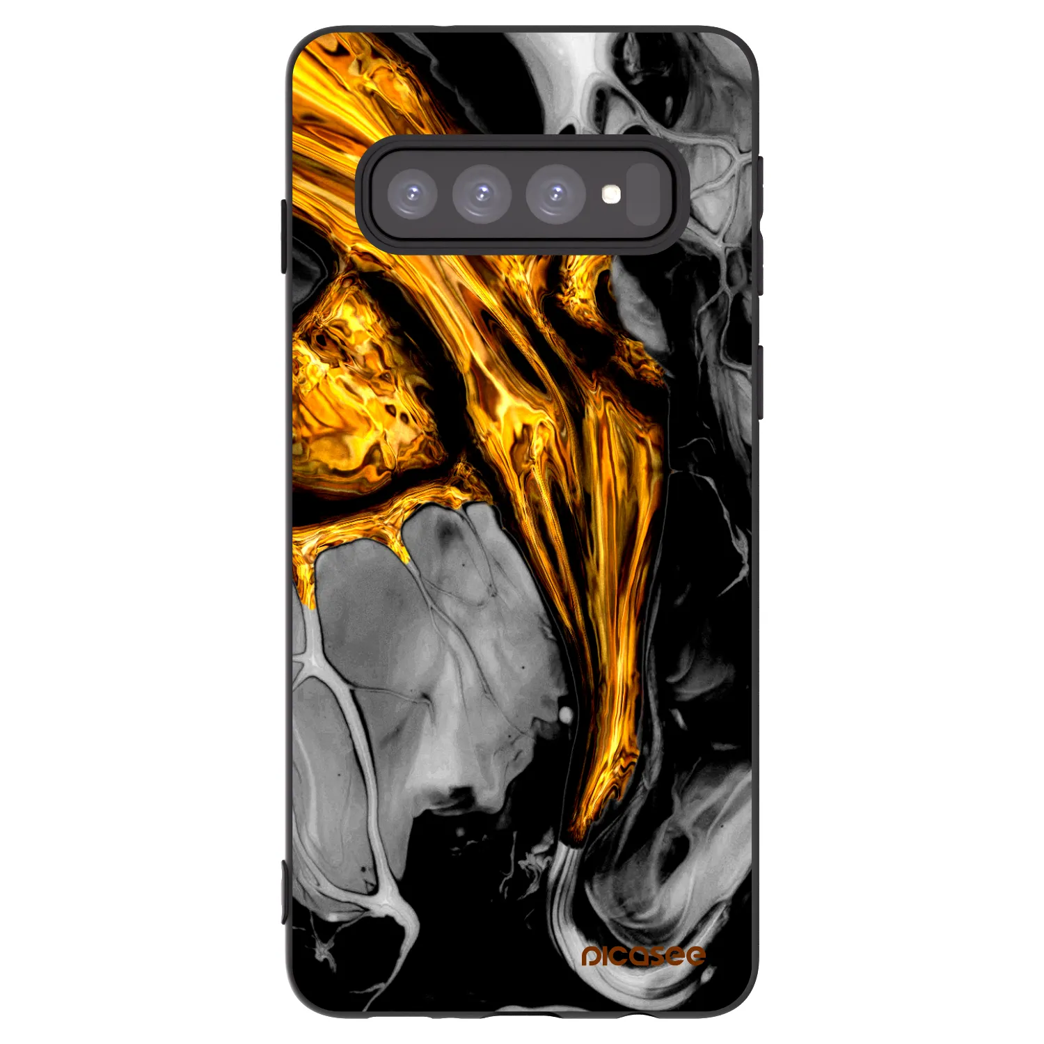 Picasee silikonowe czarne etui na Samsung Galaxy S10 G973 - Black Gold