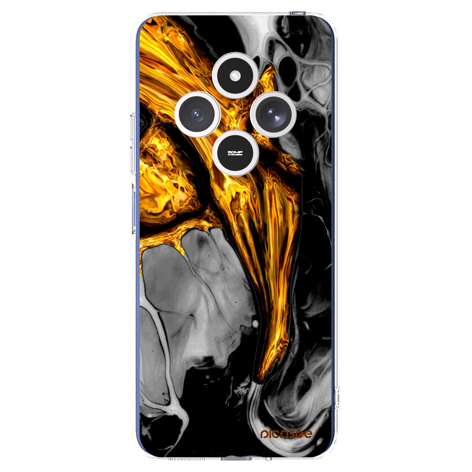Picasee silikonowe przeźroczyste etui na Xiaomi Redmi 14C - Black Gold
