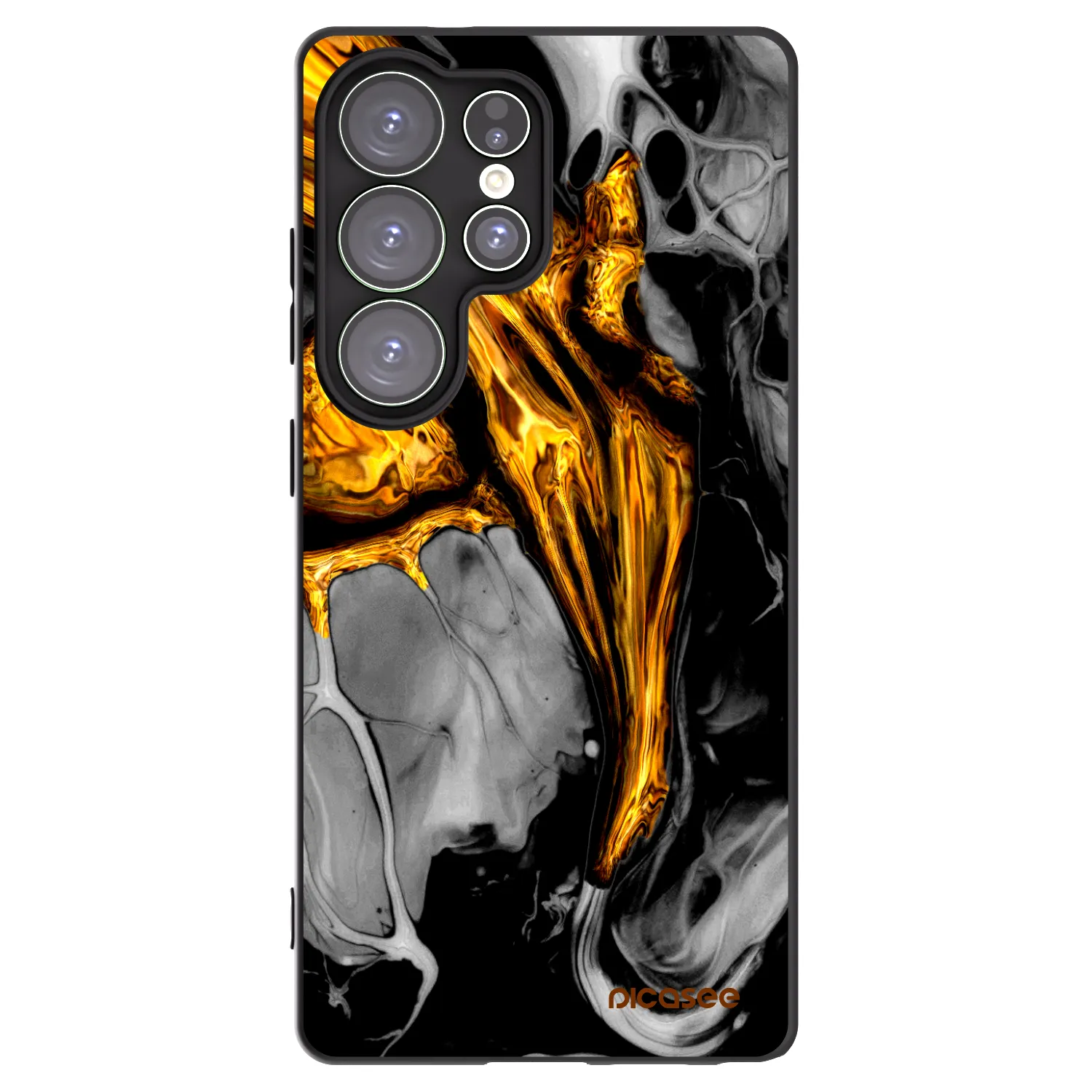 Picasee silikonowe czarne etui na Samsung Galaxy S25 Ultra 5G - Black Gold