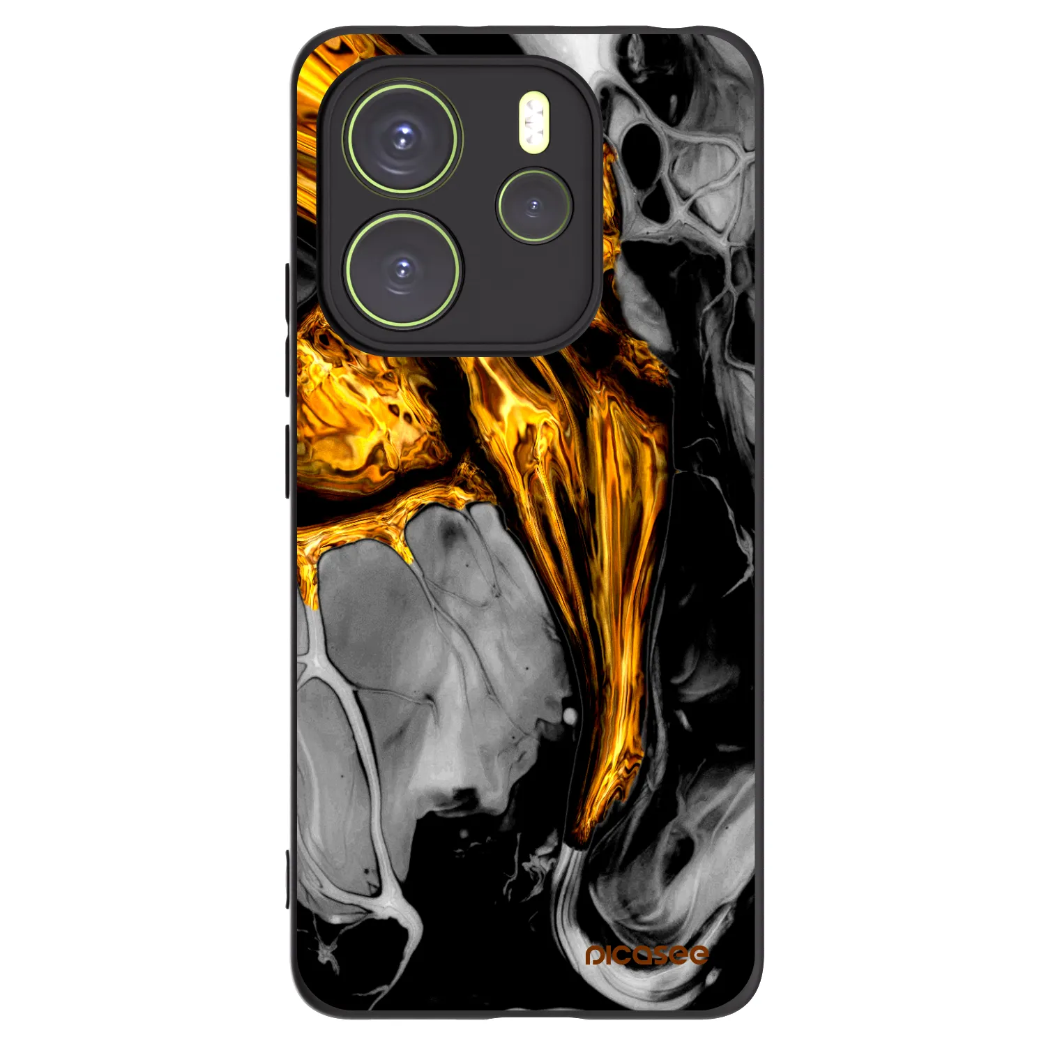 Picasee silikonowe czarne etui na Xiaomi Redmi Note 14 4G - Black Gold