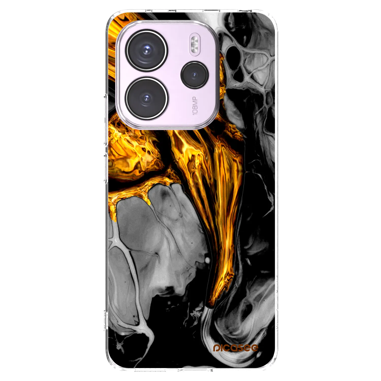 Picasee silikonowe przeźroczyste etui na Xiaomi Redmi Note 14 4G - Black Gold