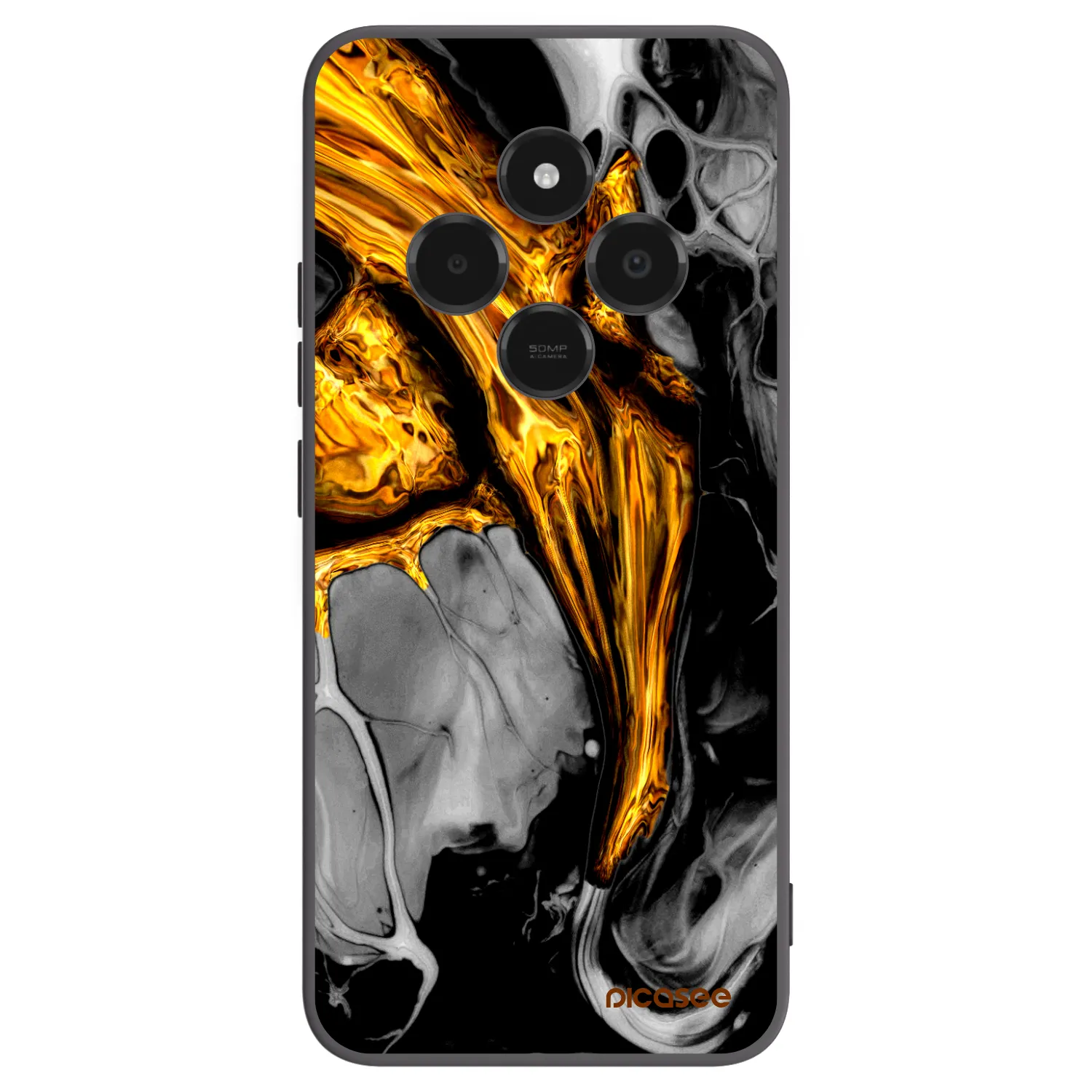 Picasee silikonowe czarne etui na Xiaomi Poco C75 - Black Gold