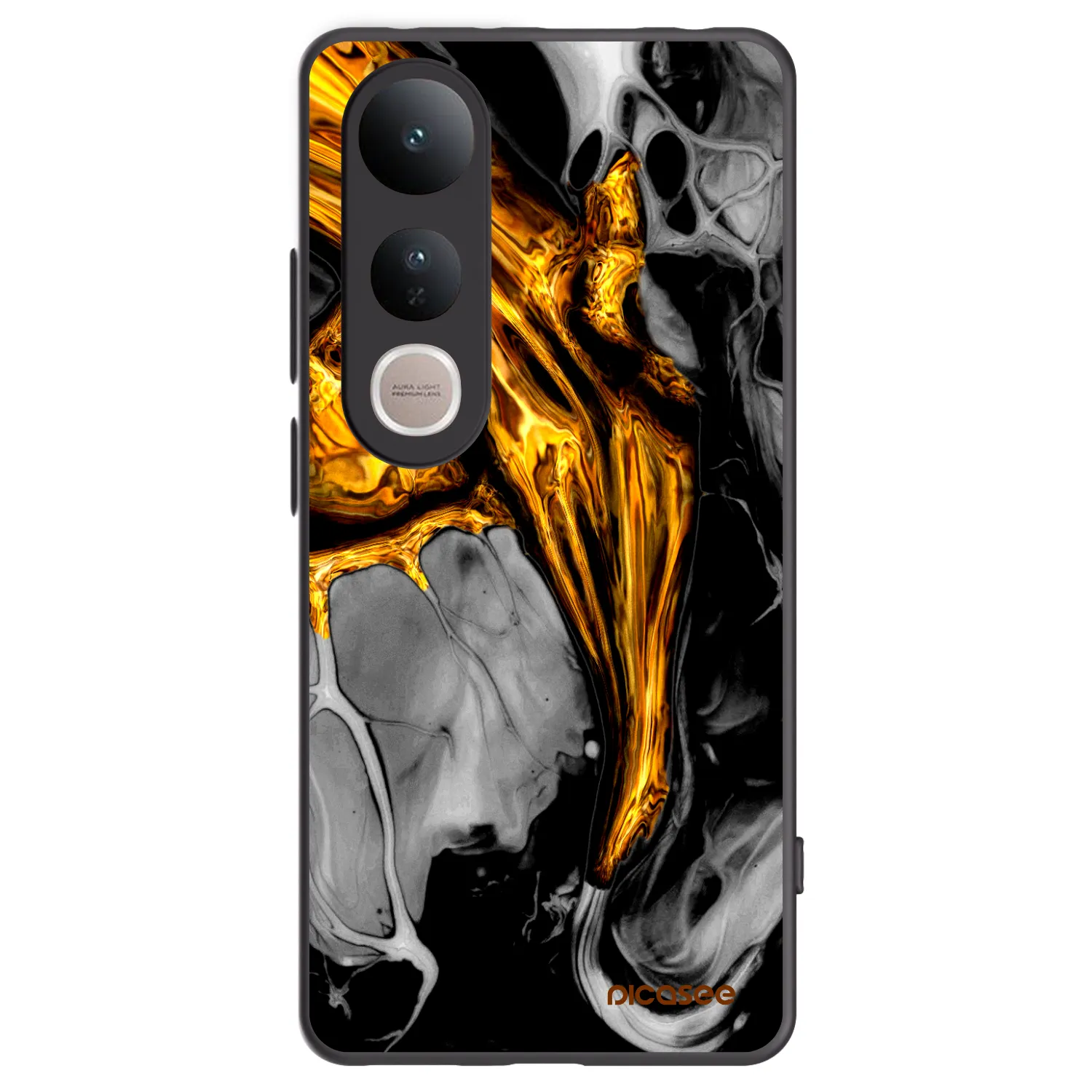 Picasee silikonowe czarne etui na Vivo V50 Lite 5G - Black Gold