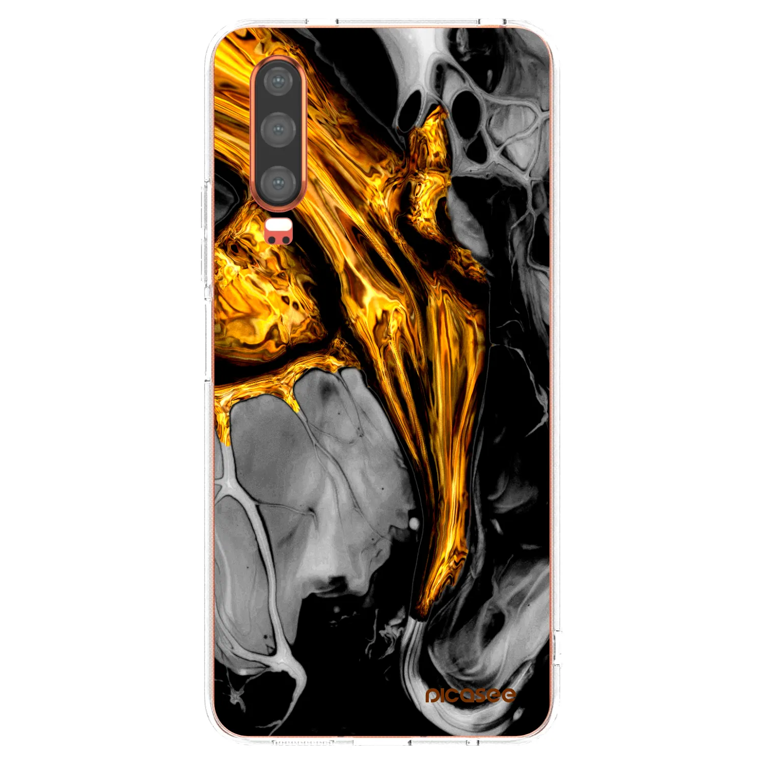 Picasee silikonowe przeźroczyste etui na Huawei P30 - Black Gold