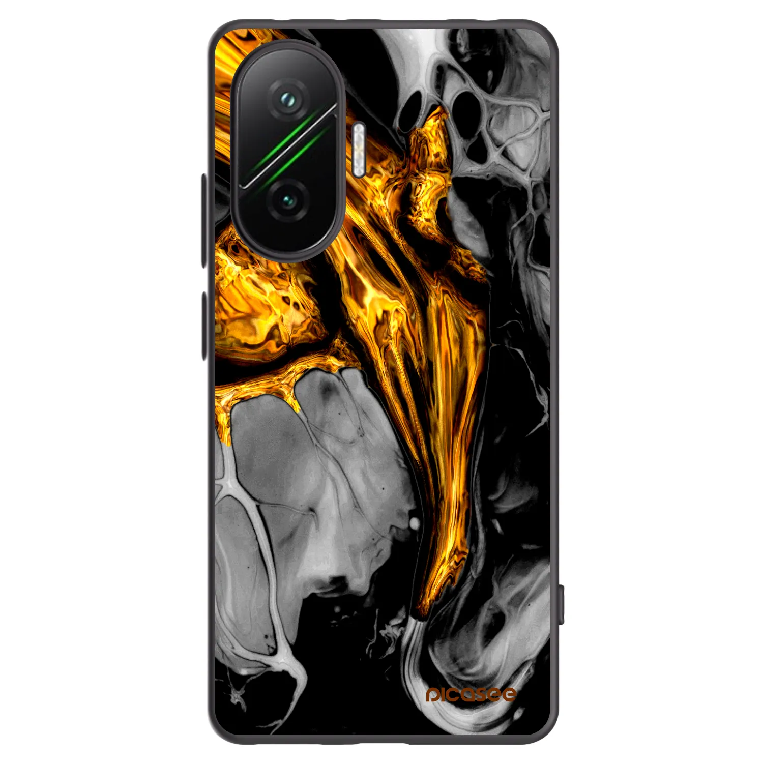 Picasee silikonowe czarne etui na Xiaomi Poco F7 Pro 5G - Black Gold
