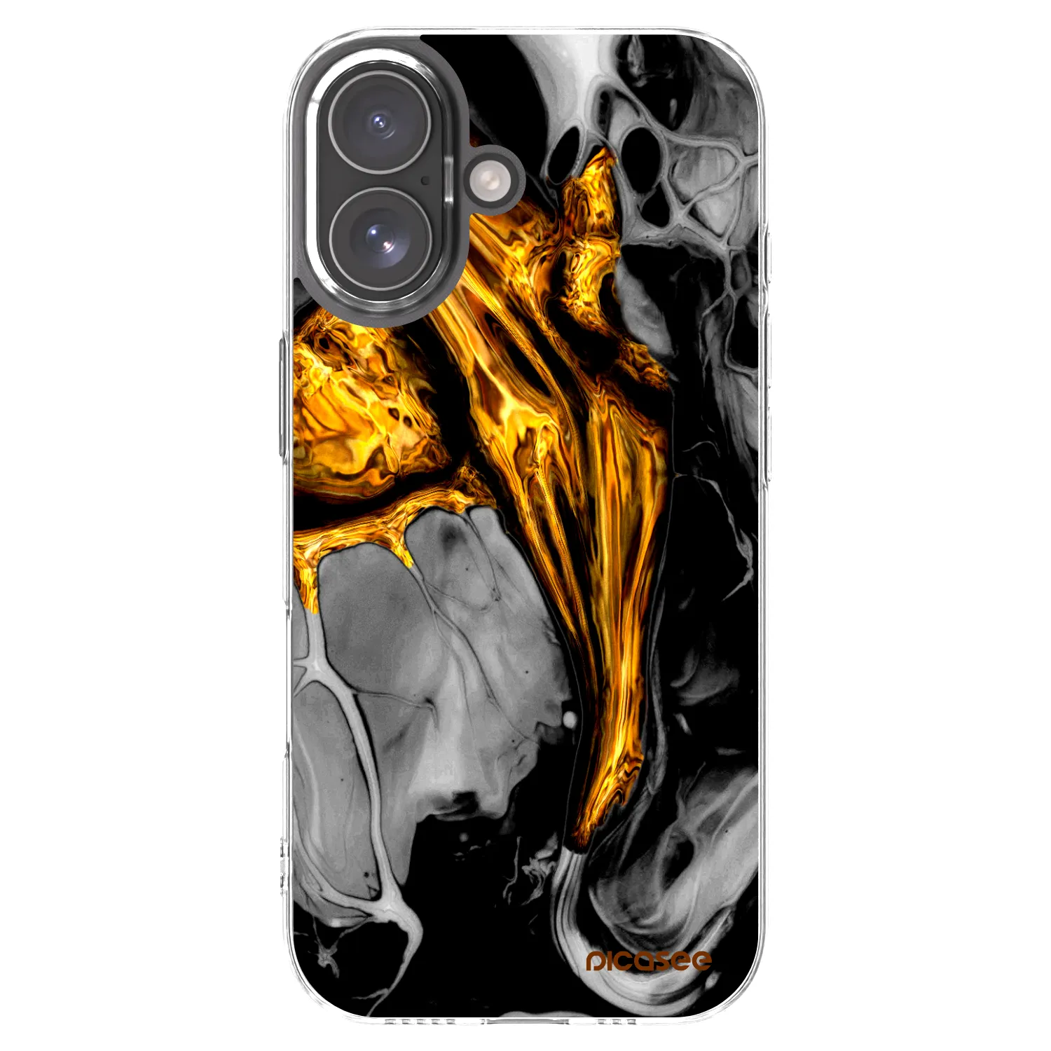 Picasee silikonowe przeźroczyste etui na Apple iPhone 17 - Black Gold
