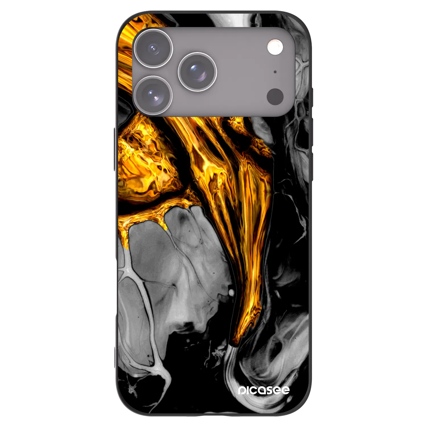 Picasee silikonowe czarne etui na Apple iPhone 17 Pro Max - Black Gold