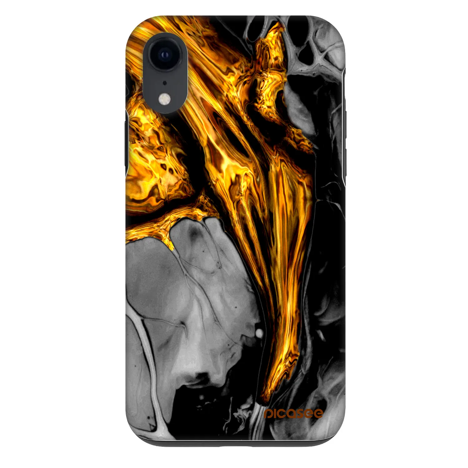 Picasee Fashion Case na Apple iPhone XR - Black Gold