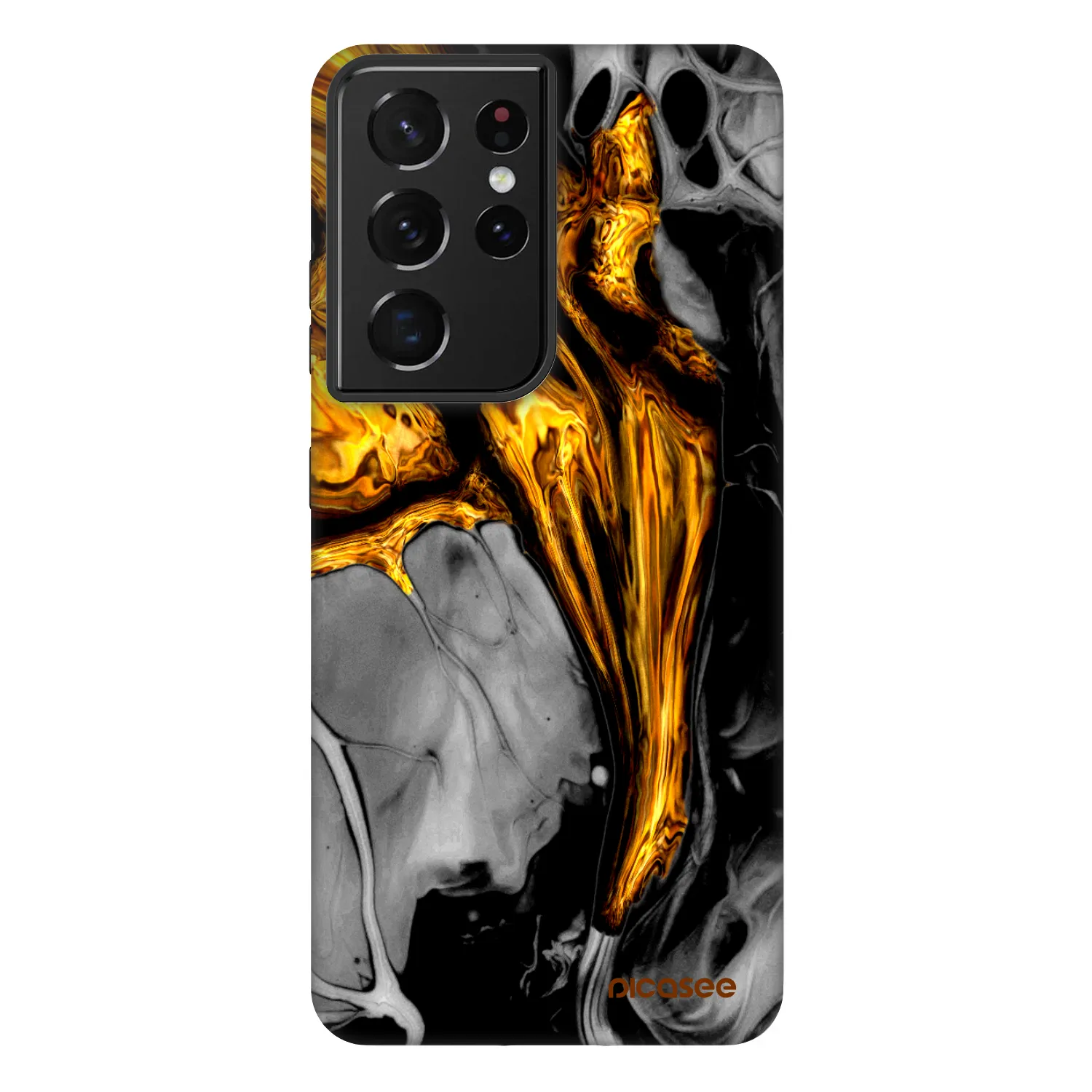 Picasee Fashion Case na Samsung Galaxy S21 Ultra 5G G998B - Black Gold