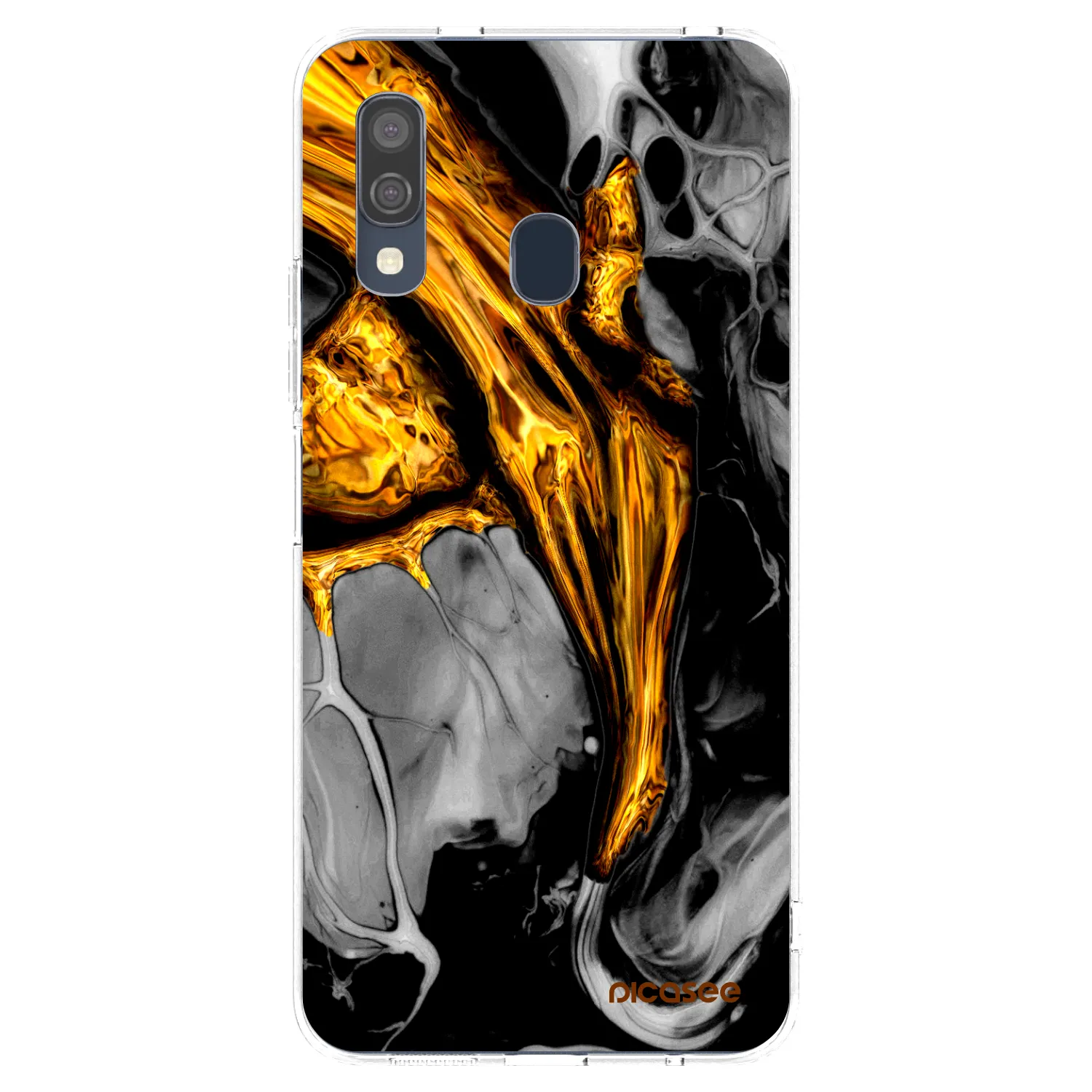 Picasee silikonowe przeźroczyste etui na Samsung Galaxy A40 A405F - Black Gold