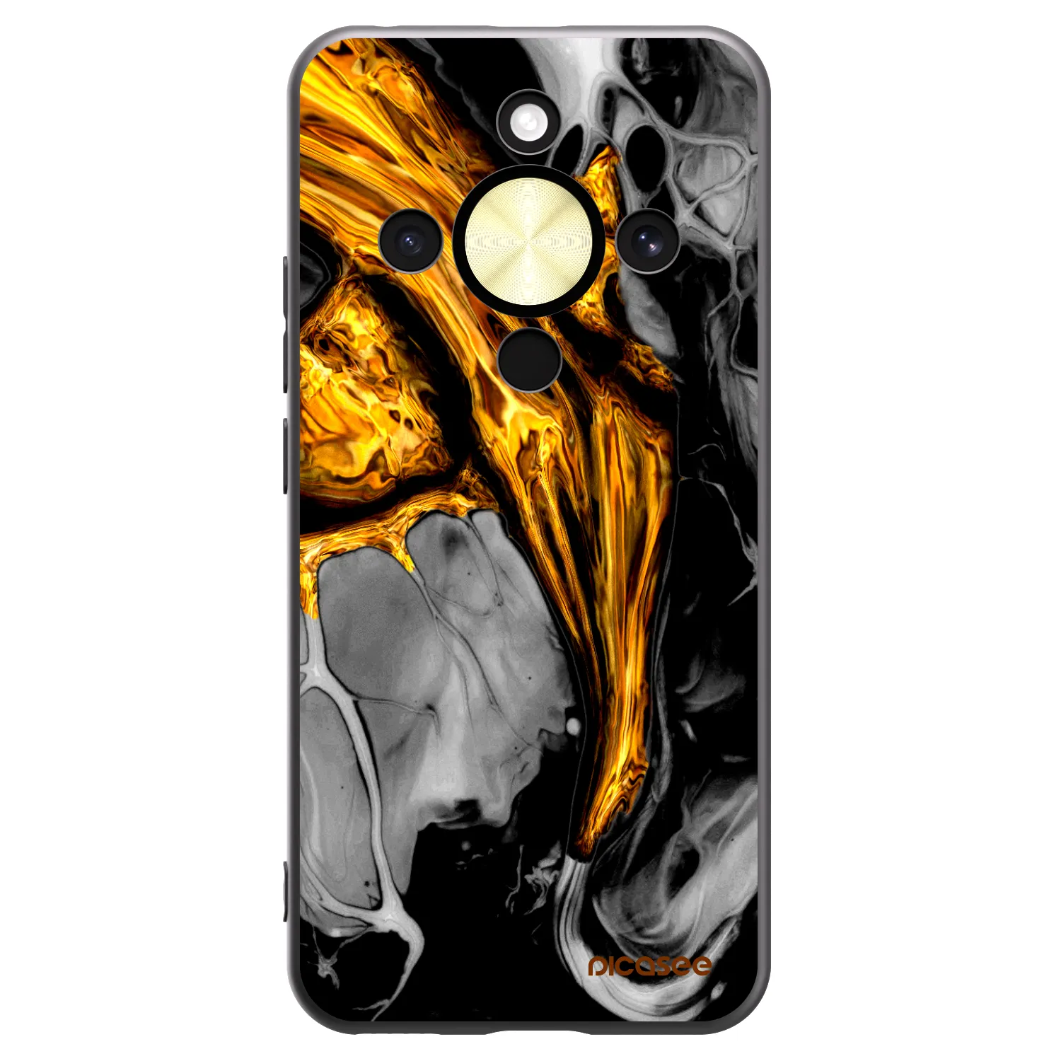 Picasee silikonowe czarne etui na Honor Magic8 Lite 5G - Black Gold