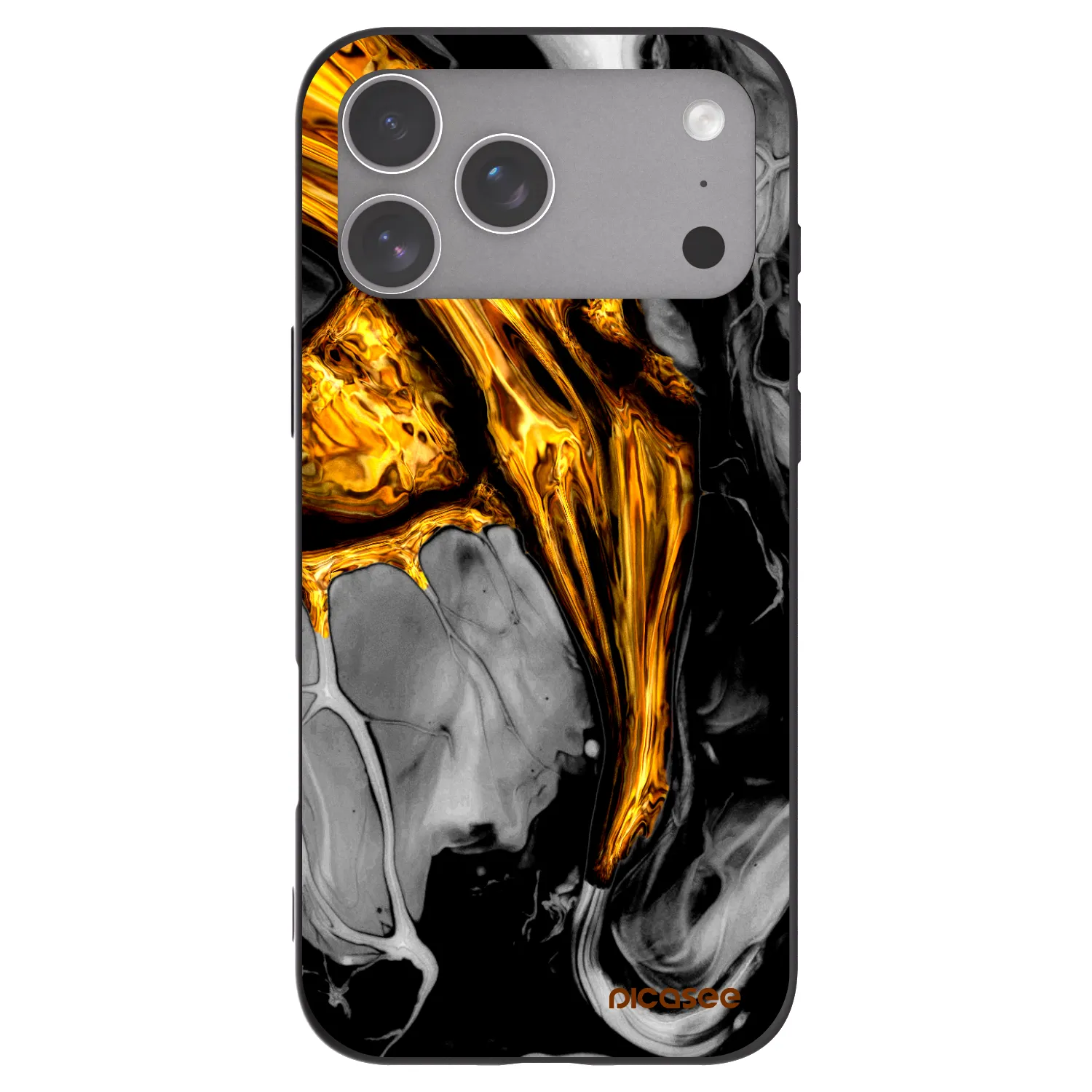 Picasee silikonowe czarne etui na Apple iPhone 18 Pro Max - Black Gold