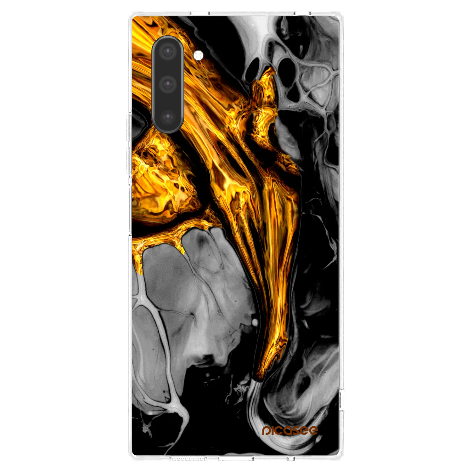 Picasee silikonowe przeźroczyste etui na Samsung Galaxy Note 10 N970F - Black Gold