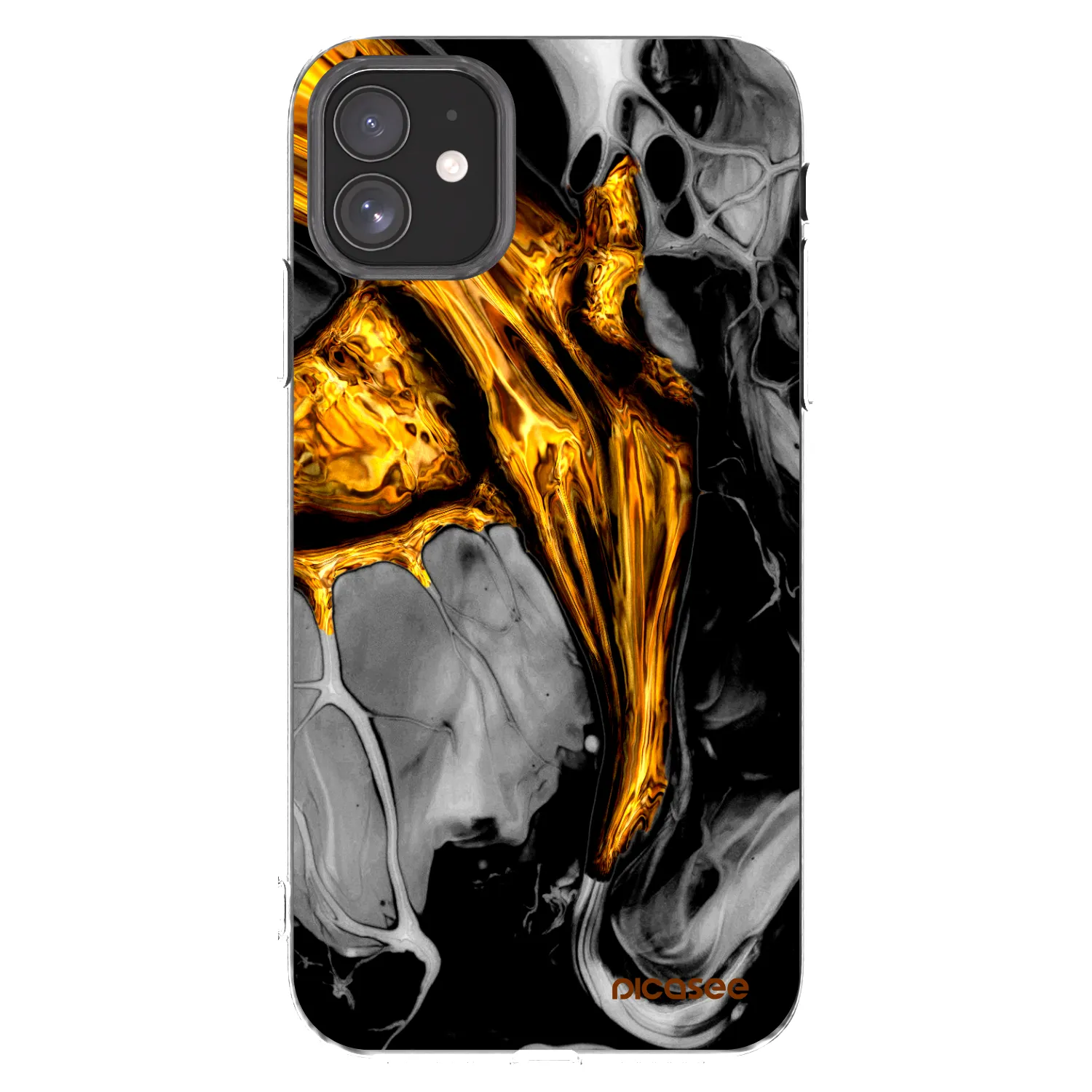 Picasee silikonowe przeźroczyste etui na Apple iPhone 11 - Black Gold