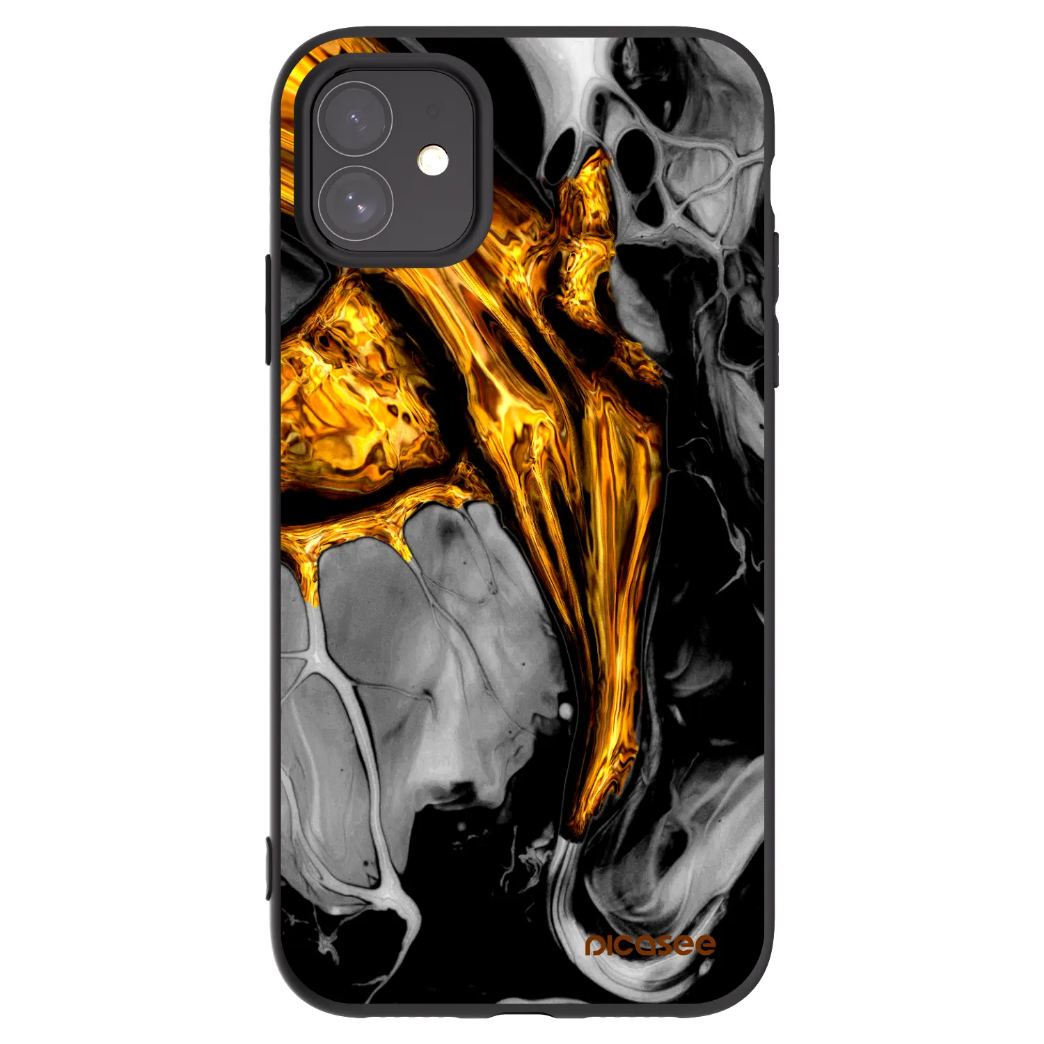 Picasee silikonowe czarne etui na Apple iPhone 11 - Black Gold