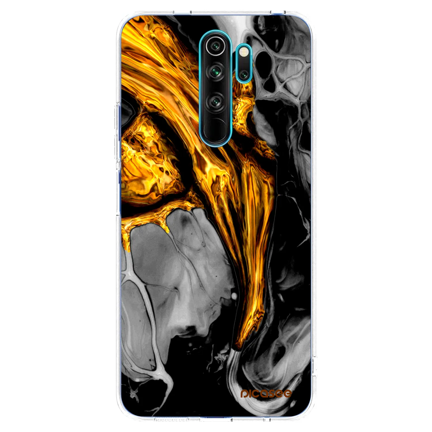 Picasee silikonowe przeźroczyste etui na Xiaomi Redmi Note 8 Pro - Black Gold