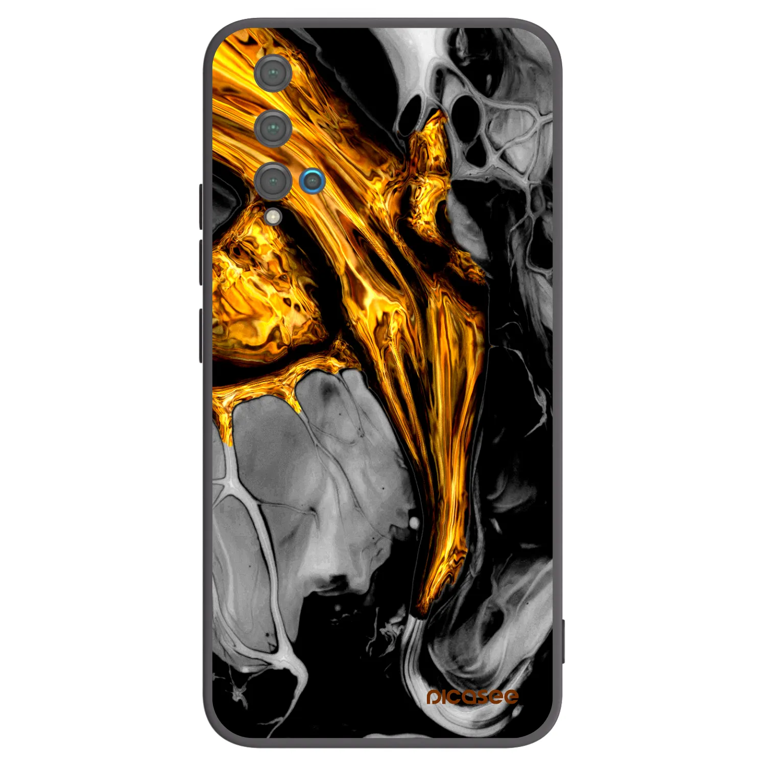 Picasee silikonowe czarne etui na Huawei Nova 5T - Black Gold