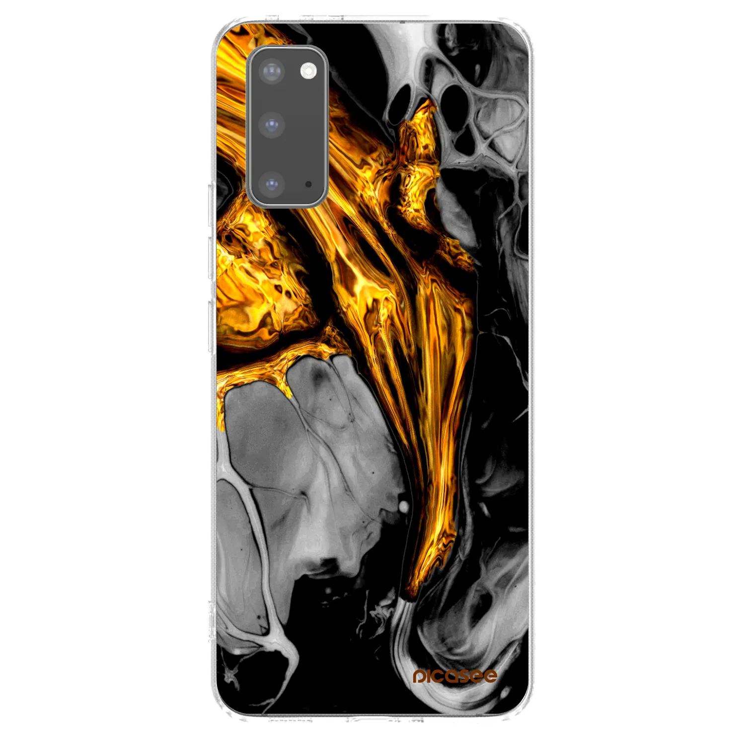 Picasee silikonowe przeźroczyste etui na Samsung Galaxy S20 G980F - Black Gold