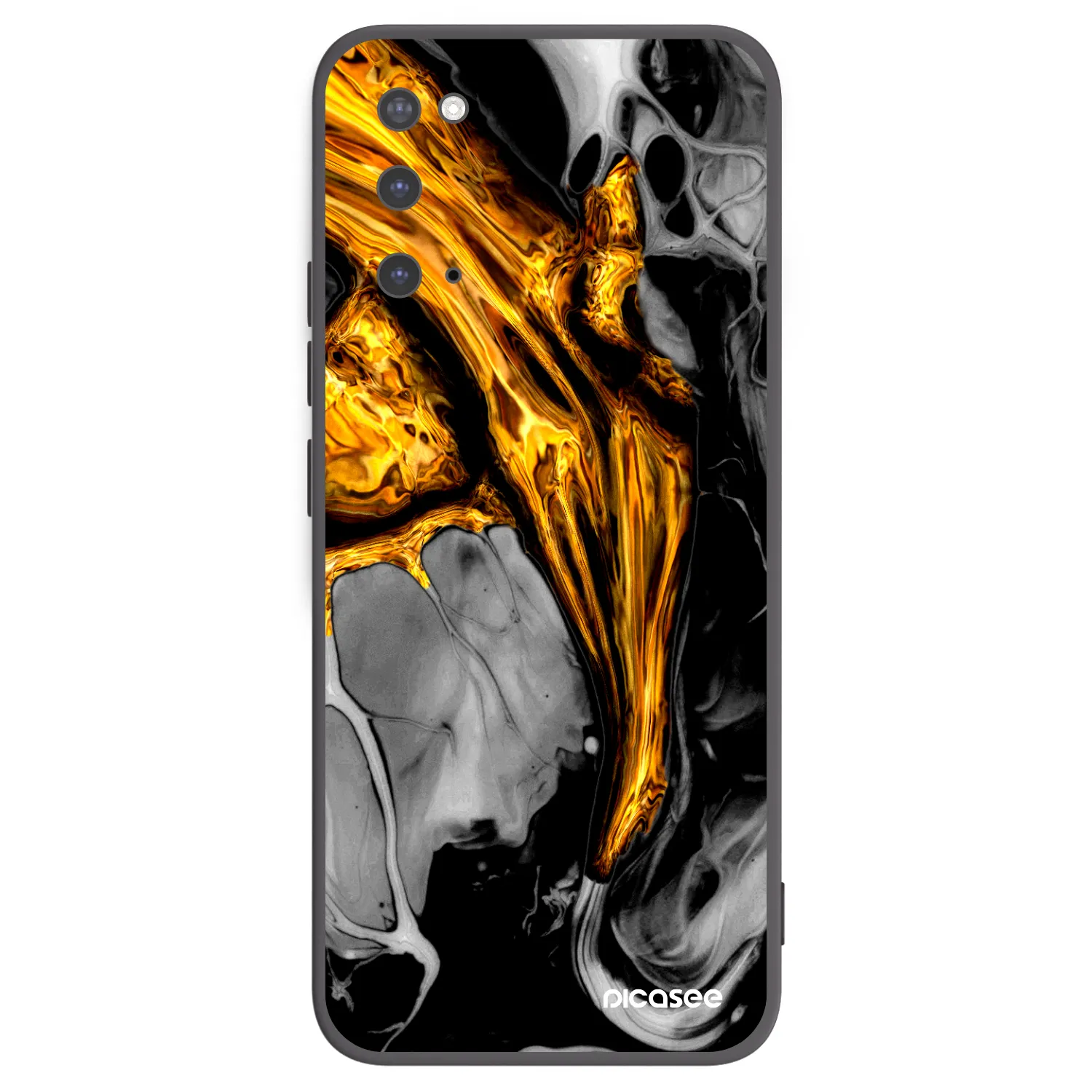 Picasee silikonowe czarne etui na Samsung Galaxy S20 G980F - Black Gold