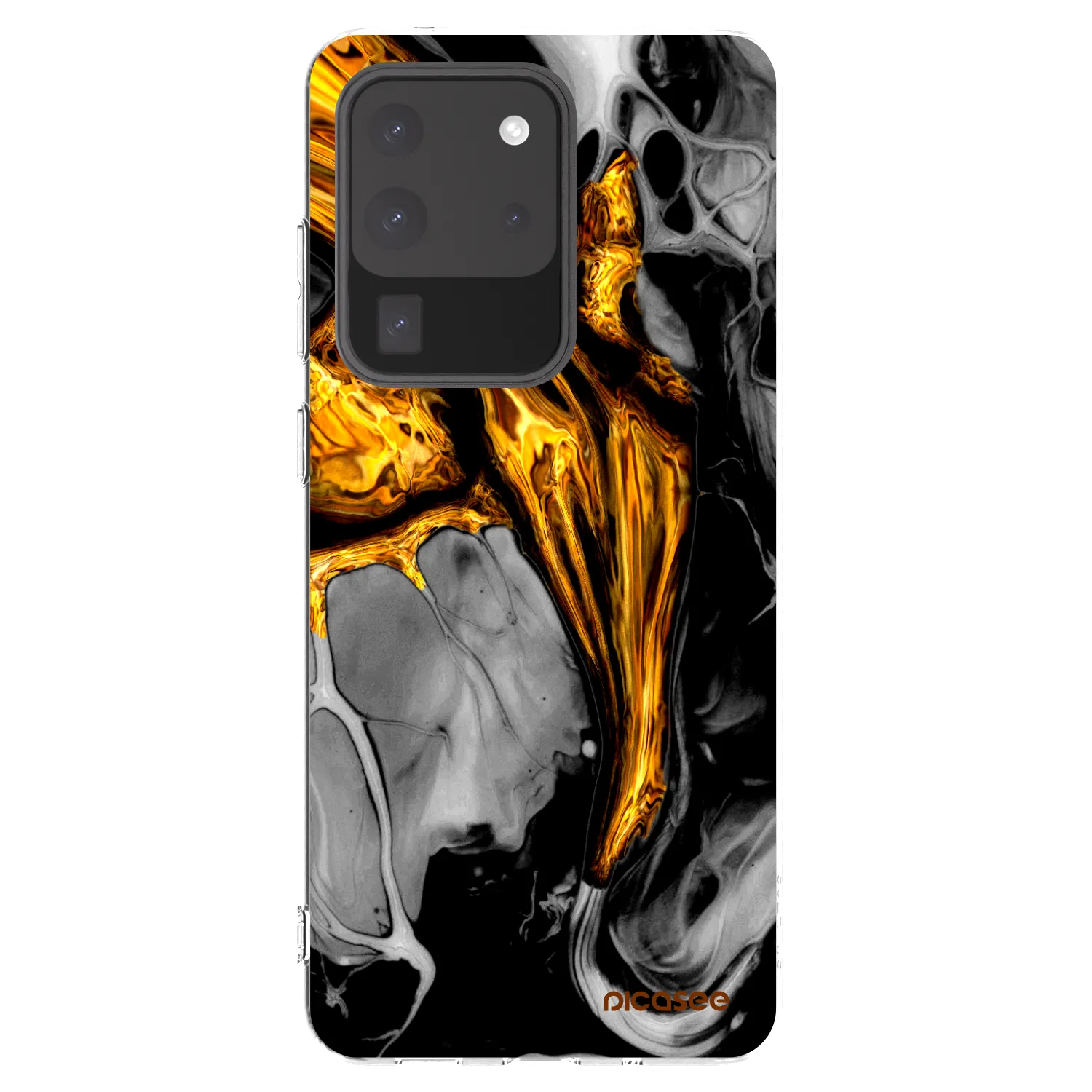 Picasee silikonowe przeźroczyste etui na Samsung Galaxy S20 Ultra 5G G988F - Black Gold