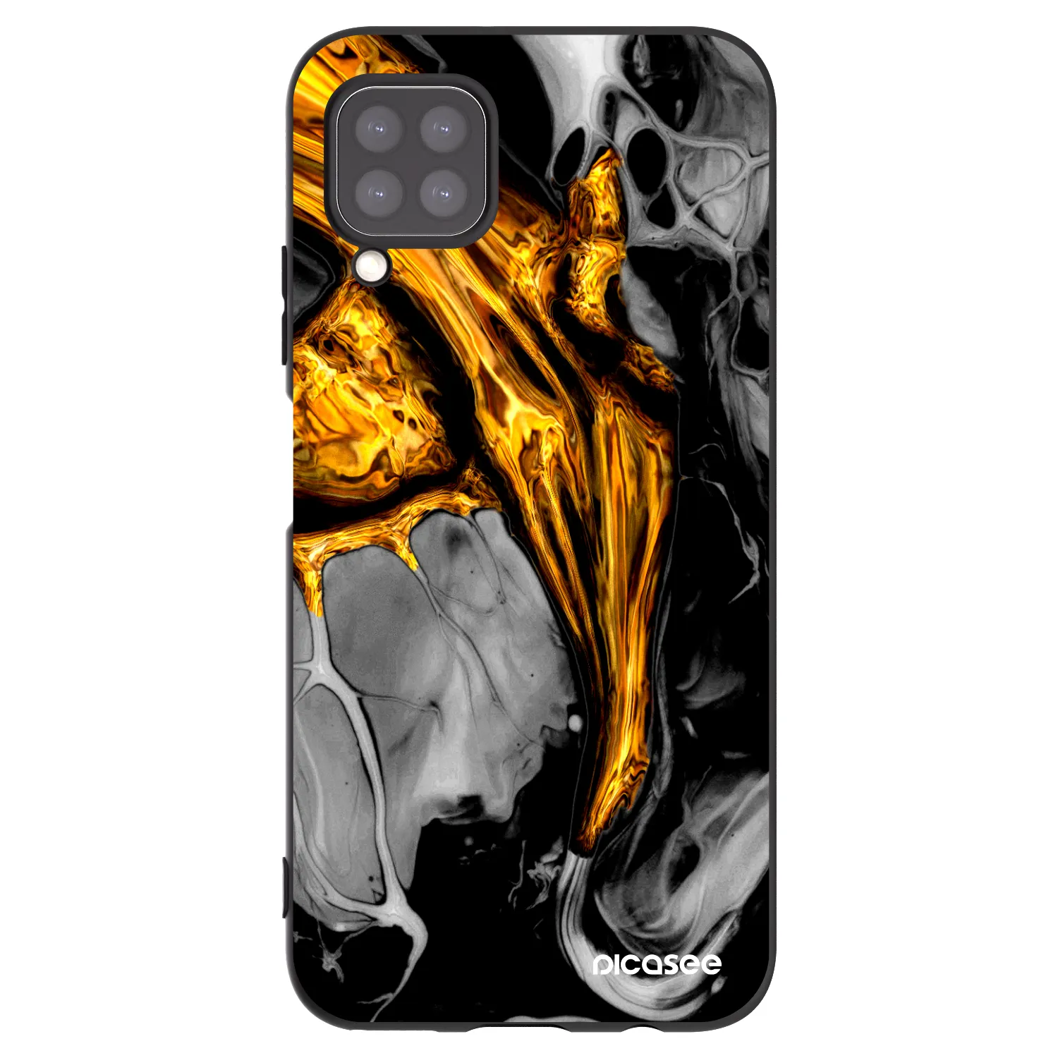 Picasee silikonowe czarne etui na Huawei P40 Lite - Black Gold