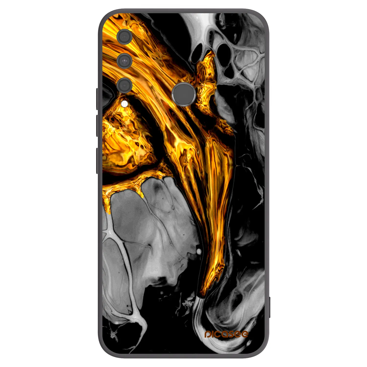 Picasee silikonowe czarne etui na Huawei P40 Lite E - Black Gold