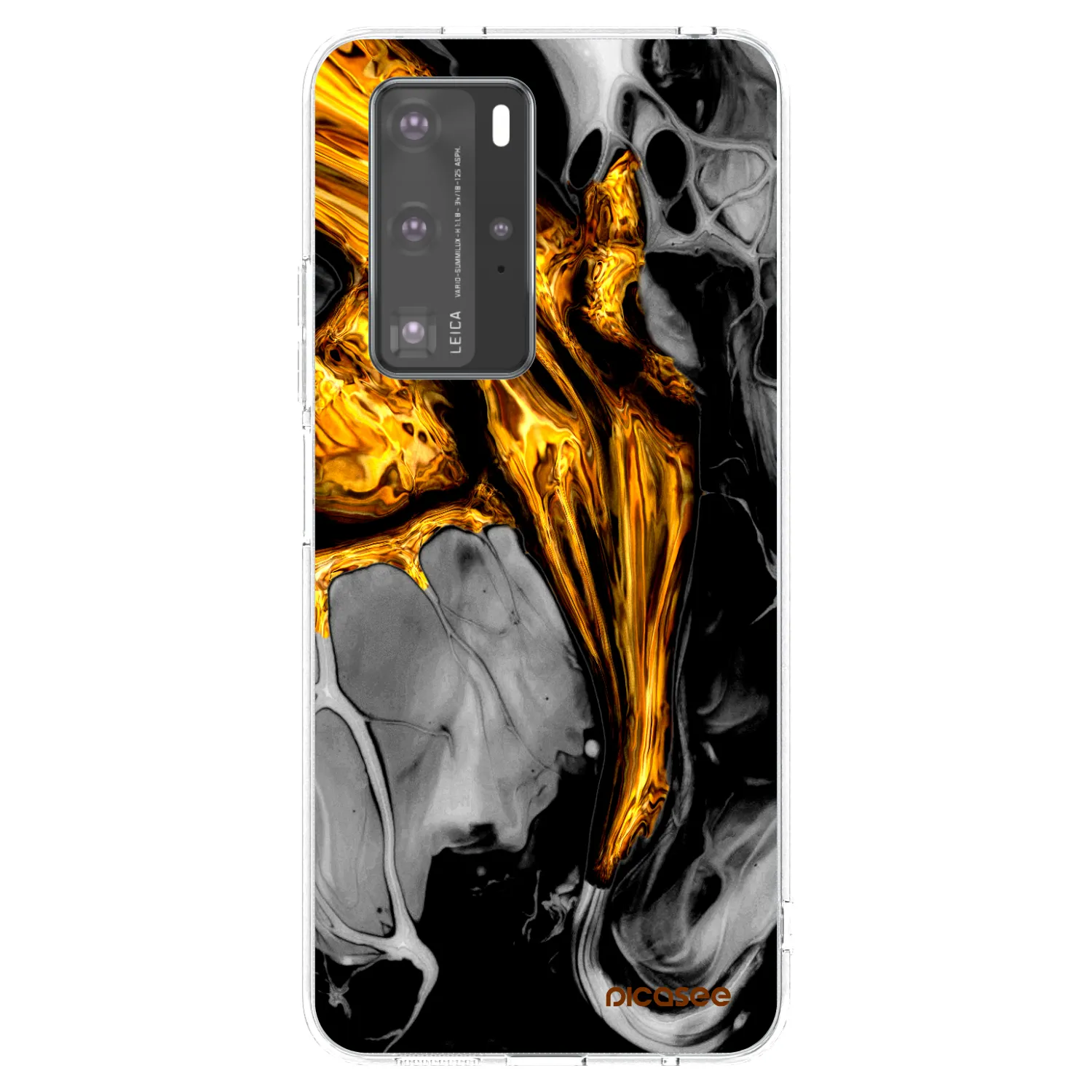 Picasee silikonowe przeźroczyste etui na Huawei P40 Pro - Black Gold