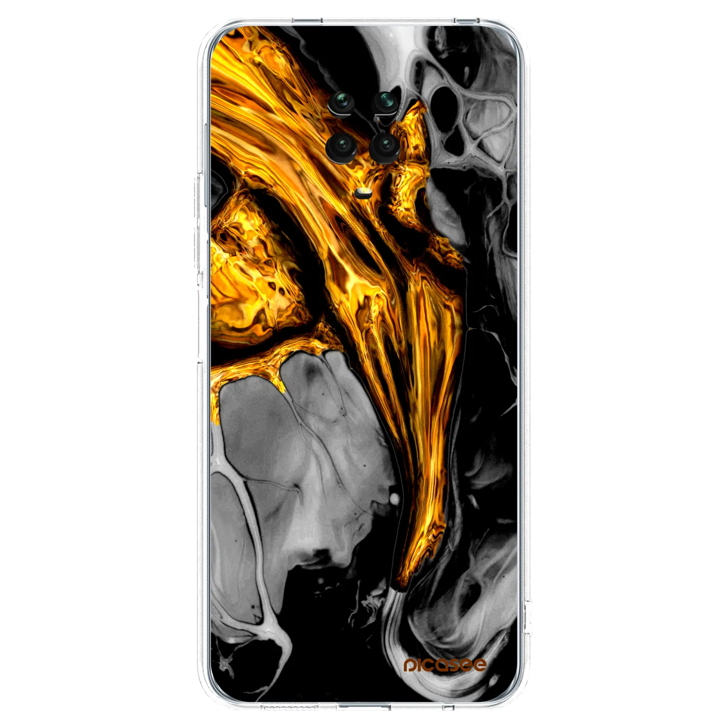 Picasee silikonowe przeźroczyste etui na Xiaomi Redmi Note 9 Pro - Black Gold