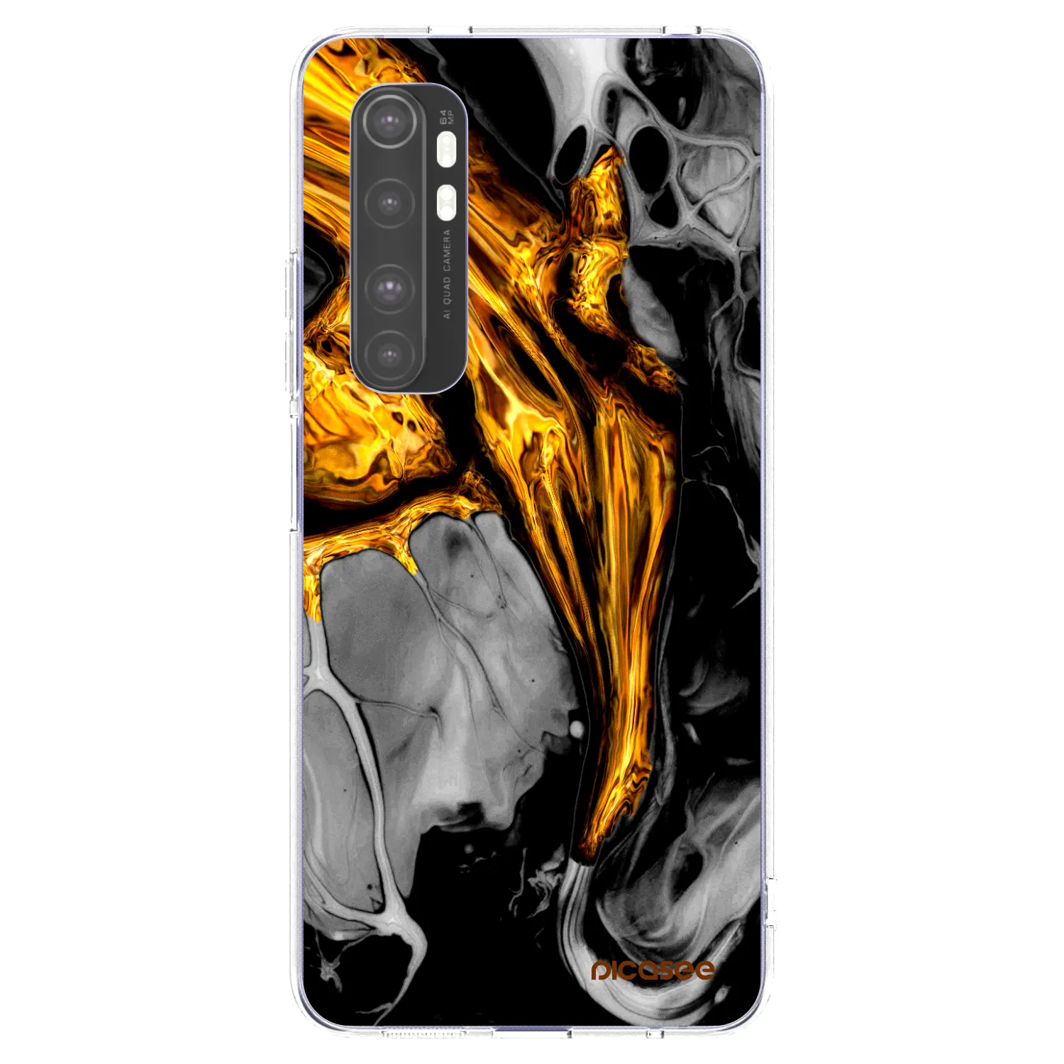 Picasee silikonowe przeźroczyste etui na Xiaomi Mi Note 10 Lite - Black Gold