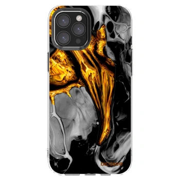 Picasee silikonowe przeźroczyste etui na Apple iPhone 12 Pro Max - Black Gold