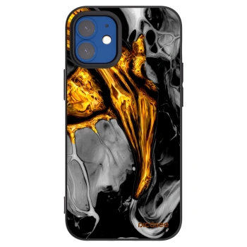 Picasee silikonowe czarne etui na Apple iPhone 12 mini - Black Gold