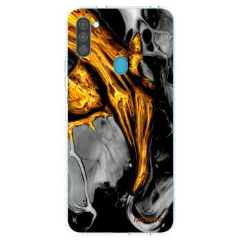 Picasee silikonowe przeźroczyste etui na Samsung Galaxy M11 - Black Gold