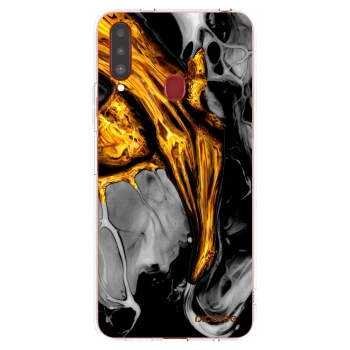 Picasee silikonowe przeźroczyste etui na Samsung Galaxy A20s - Black Gold